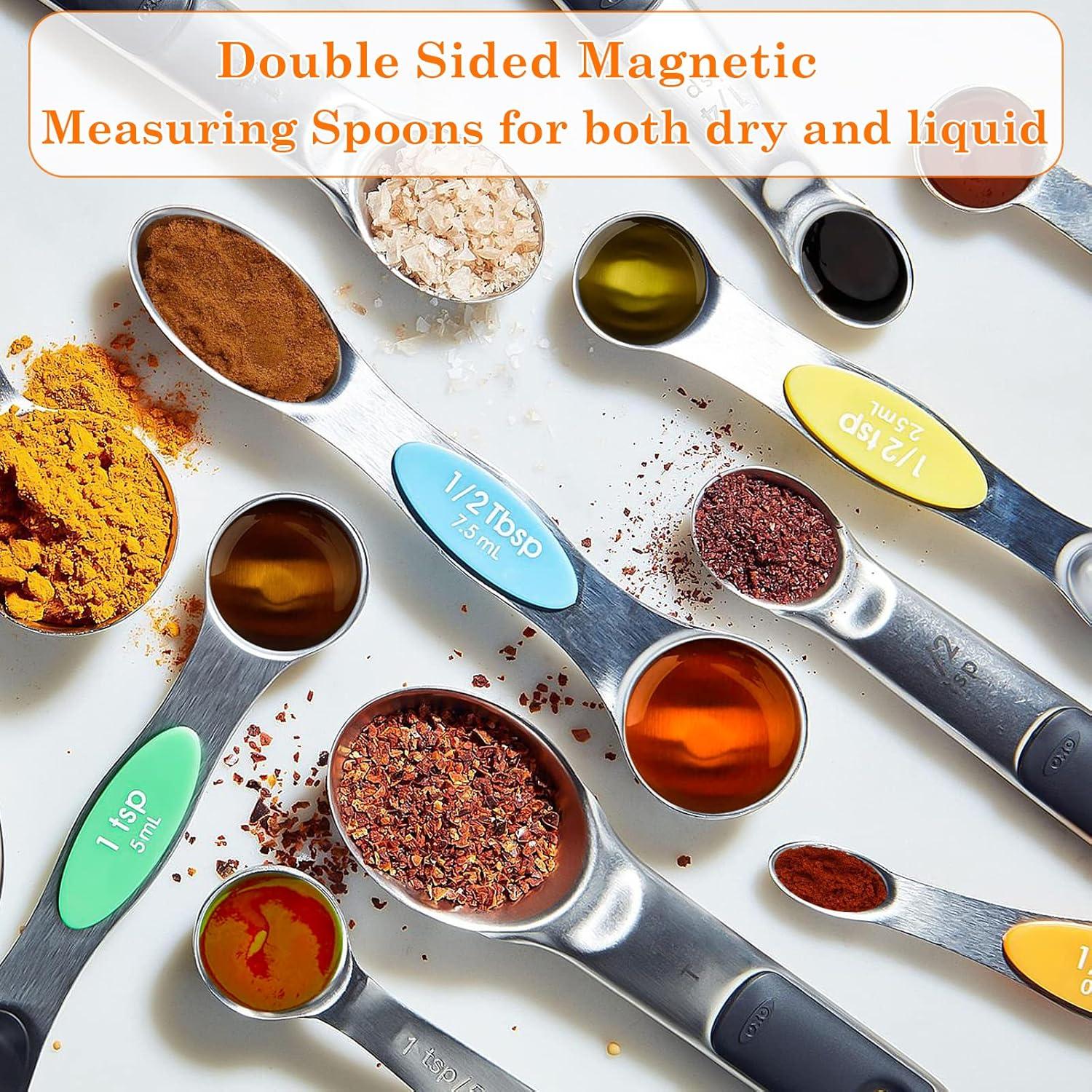 Juego de 9 Cucharas Medidoras Magnéticas Oeedsns Acero Inoxidable