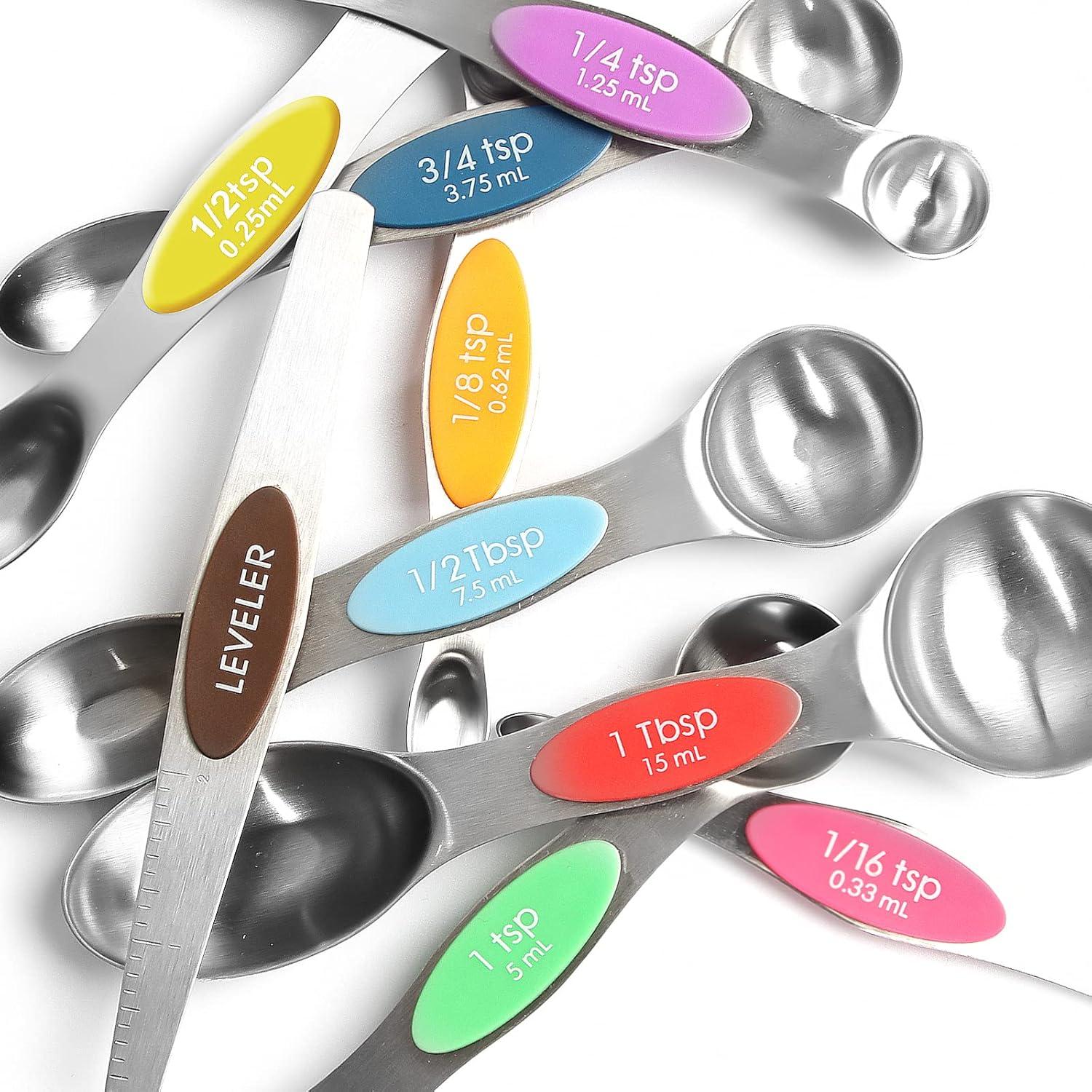 Juego de 9 Cucharas Medidoras Magnéticas Oeedsns Acero Inoxidable