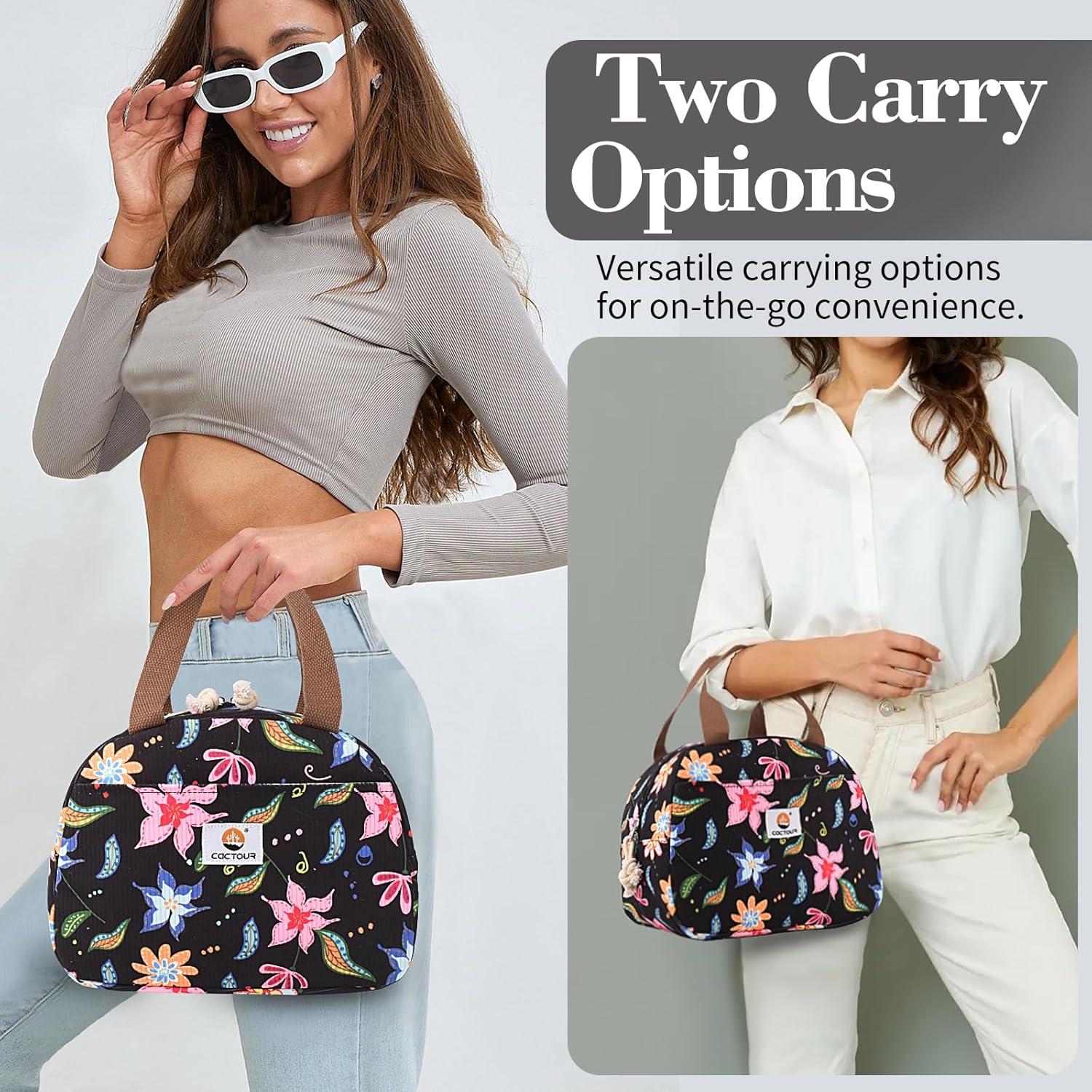 Bolsa de Almuerzo Aislada CaCTOUR Floral 6.5L para Mujeres