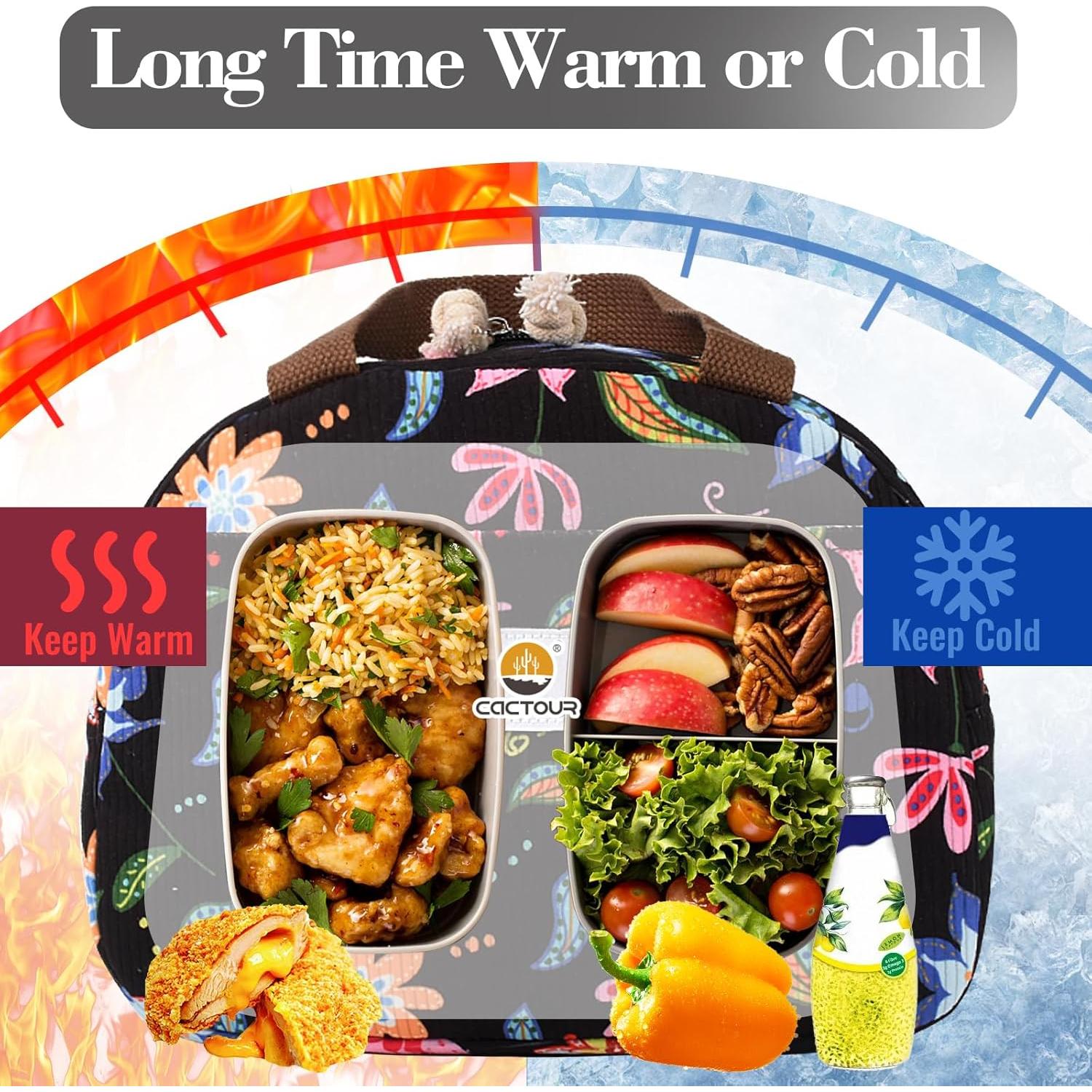 Bolsa de Almuerzo Aislada CaCTOUR Floral 6.5L para Mujeres