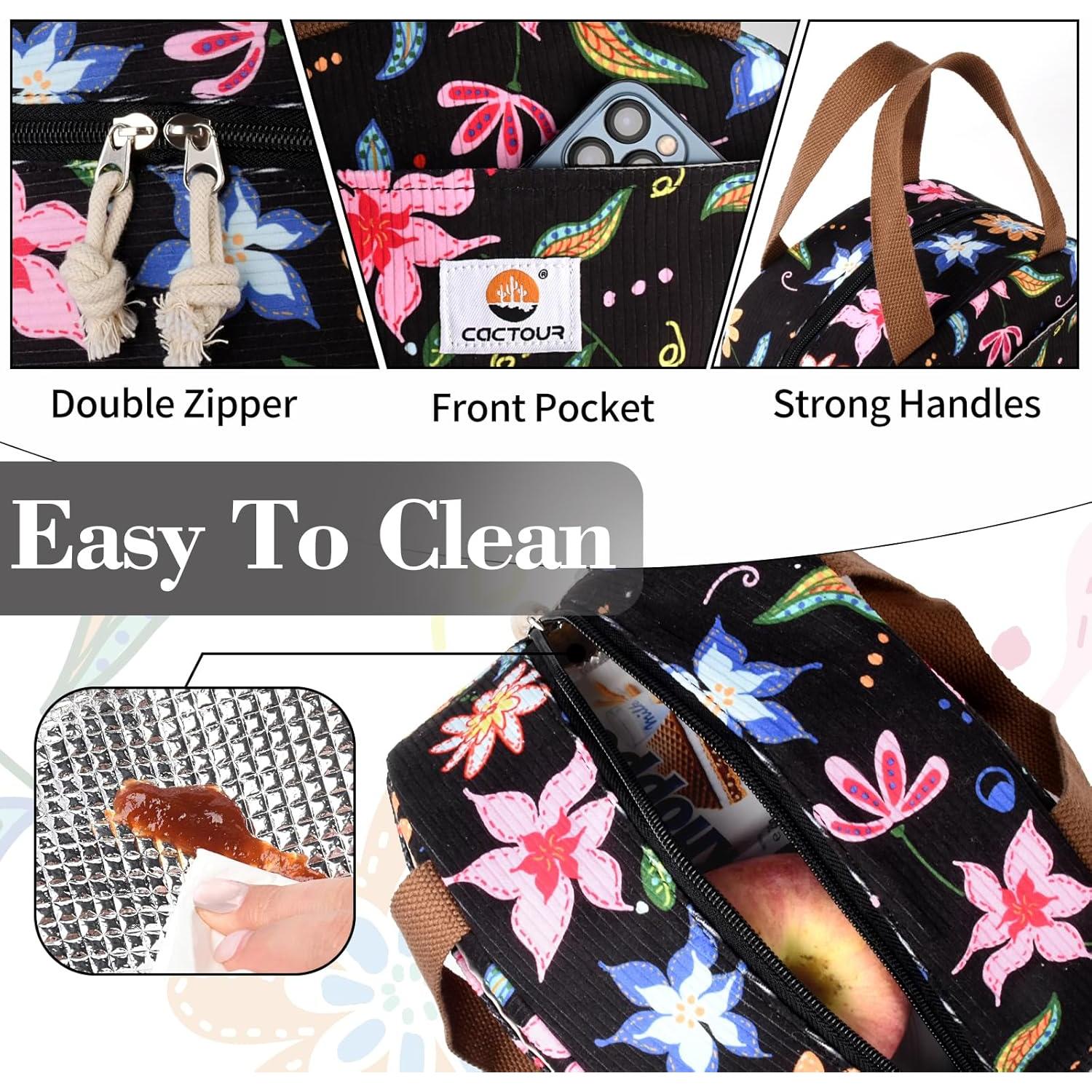 Bolsa de Almuerzo Aislada CaCTOUR Floral 6.5L para Mujeres