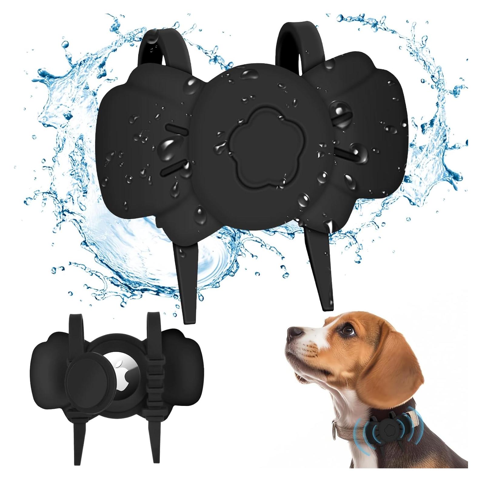 Airtag Dog Collar Holder - Silicone IPX8 Waterproof Airtag Cat Collar - Secure and Stylish, Adjustable Strap Fits All Widths