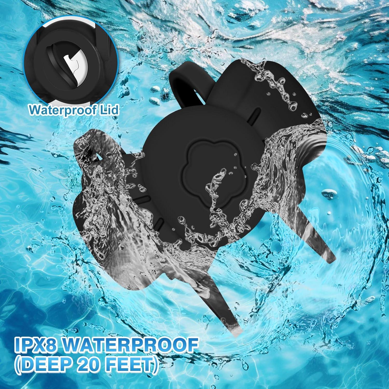 Airtag Dog Collar Holder - Silicone IPX8 Waterproof Airtag Cat Collar - Secure and Stylish, Adjustable Strap Fits All Widths