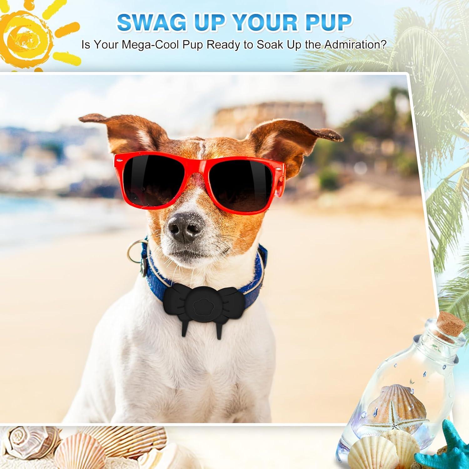 Airtag Dog Collar Holder - Silicone IPX8 Waterproof Airtag Cat Collar - Secure and Stylish, Adjustable Strap Fits All Widths