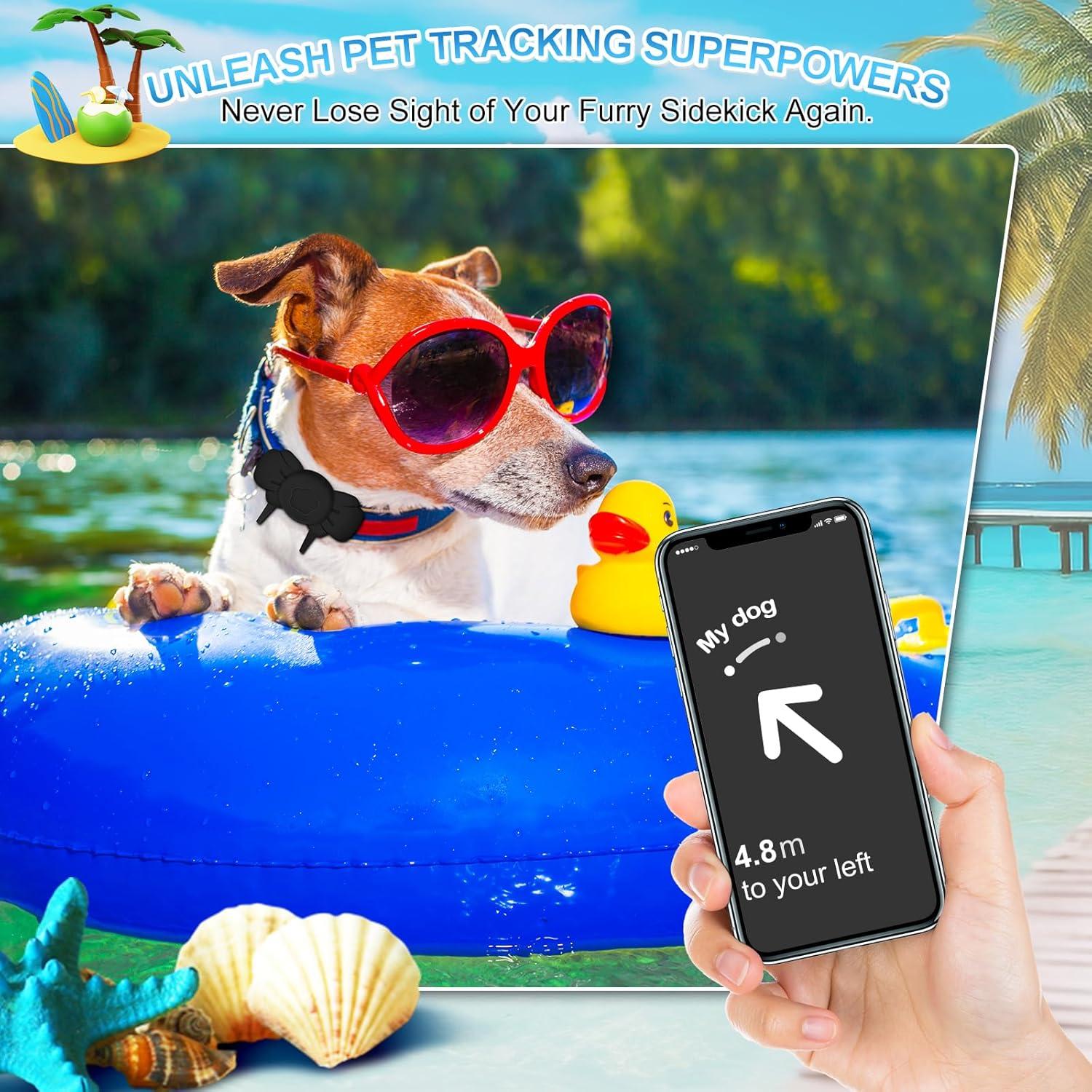 Airtag Dog Collar Holder - Silicone IPX8 Waterproof Airtag Cat Collar - Secure and Stylish, Adjustable Strap Fits All Widths