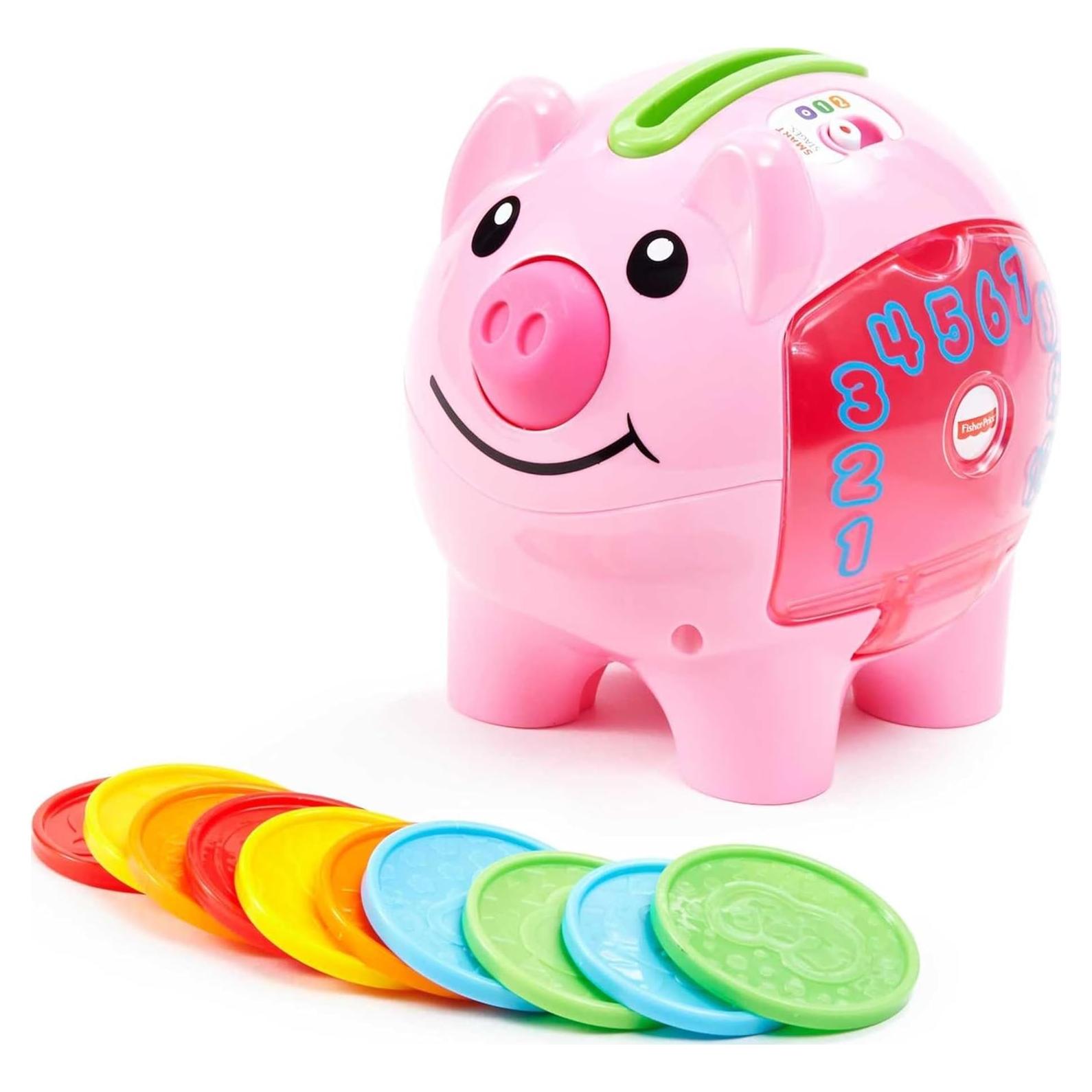 Fisher-Price Baby & Toddler Toy Laugh & Learn Smart Stages Piggy Bank with Educational Songs & Phrases for Infants Ages 6+ Months