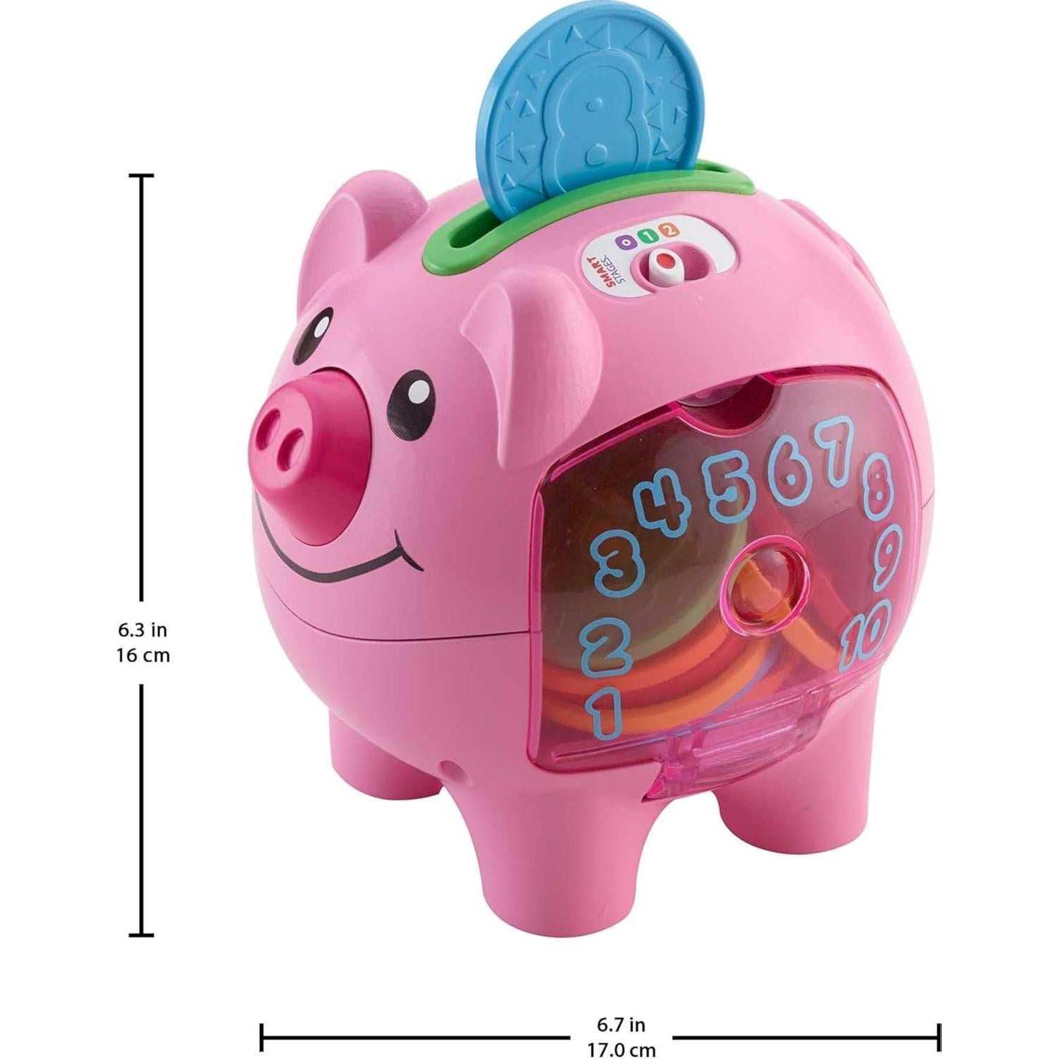 Fisher-Price Baby & Toddler Toy Laugh & Learn Smart Stages Piggy Bank with Educational Songs & Phrases for Infants Ages 6+ Months