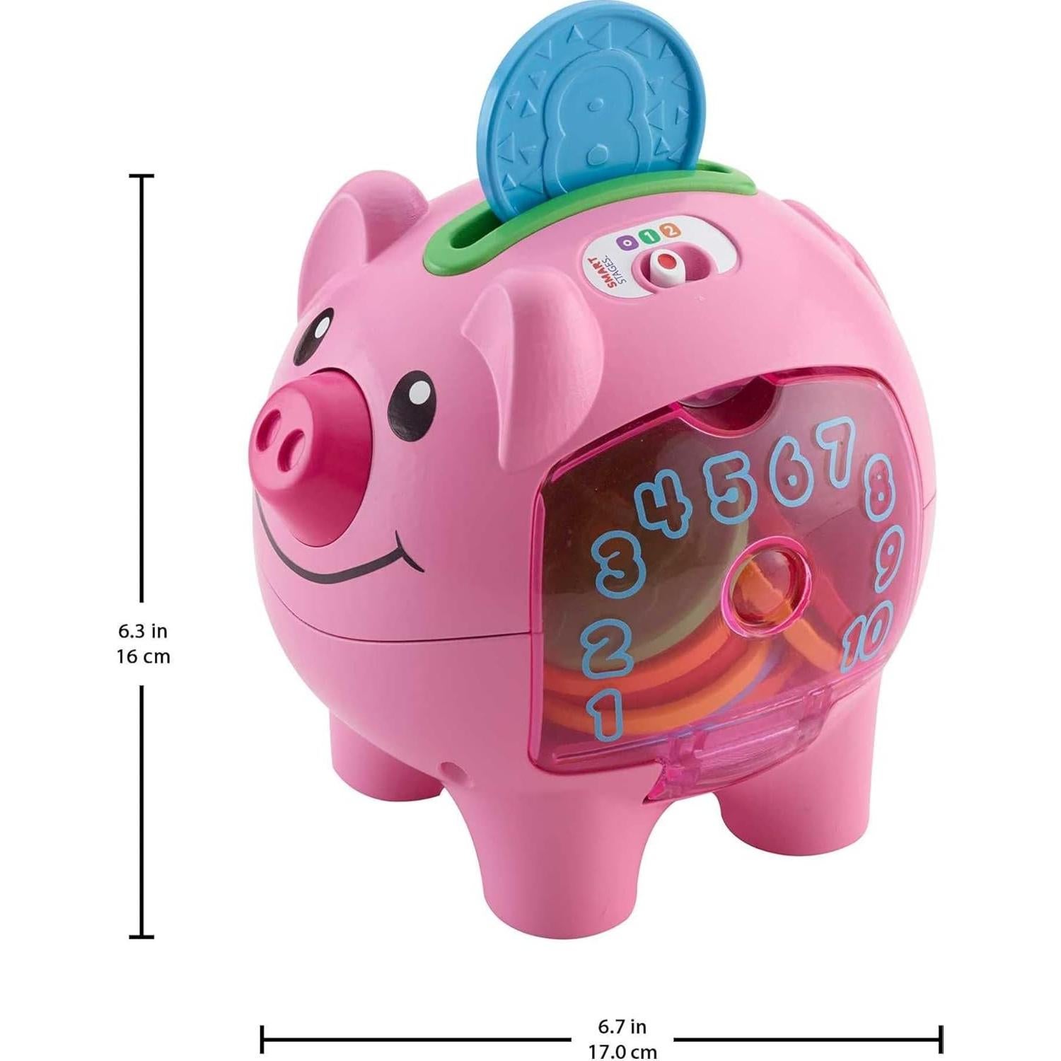 Fisher-Price Baby & Toddler Toy Laugh & Learn Smart Stages Piggy Bank with Educational Songs & Phrases for Infants Ages 6+ Months