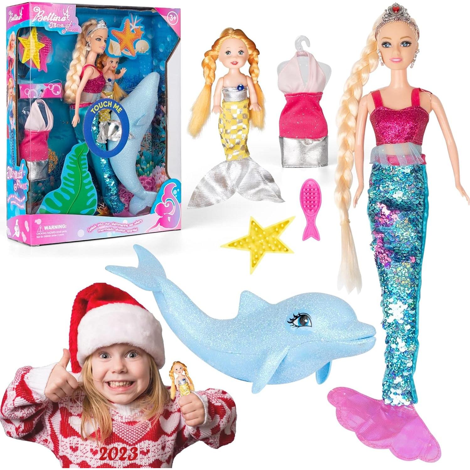 Conjunto de Muñeca Princesa Sirena Río Amarillo 30 cm