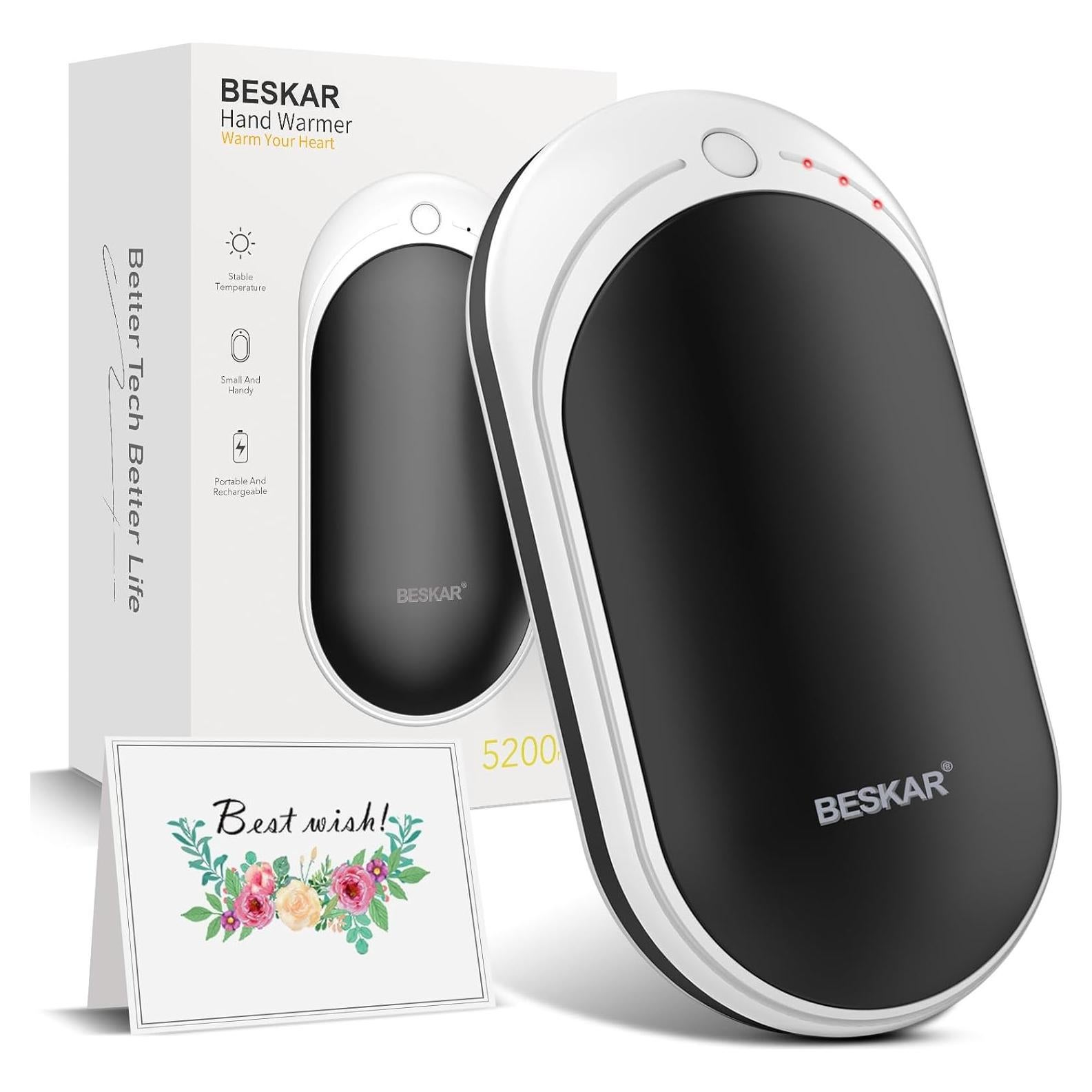 Calentador de Manos Recargable BESKAR 5200mAh Doble Cara