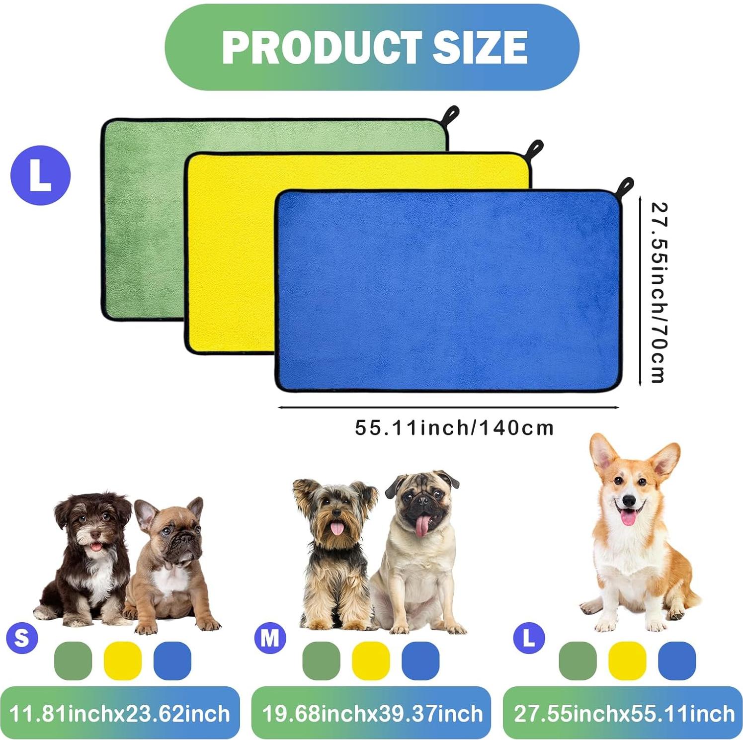 Toallas para Perros MICOOYO 3PCS Microfibra Absorbente S