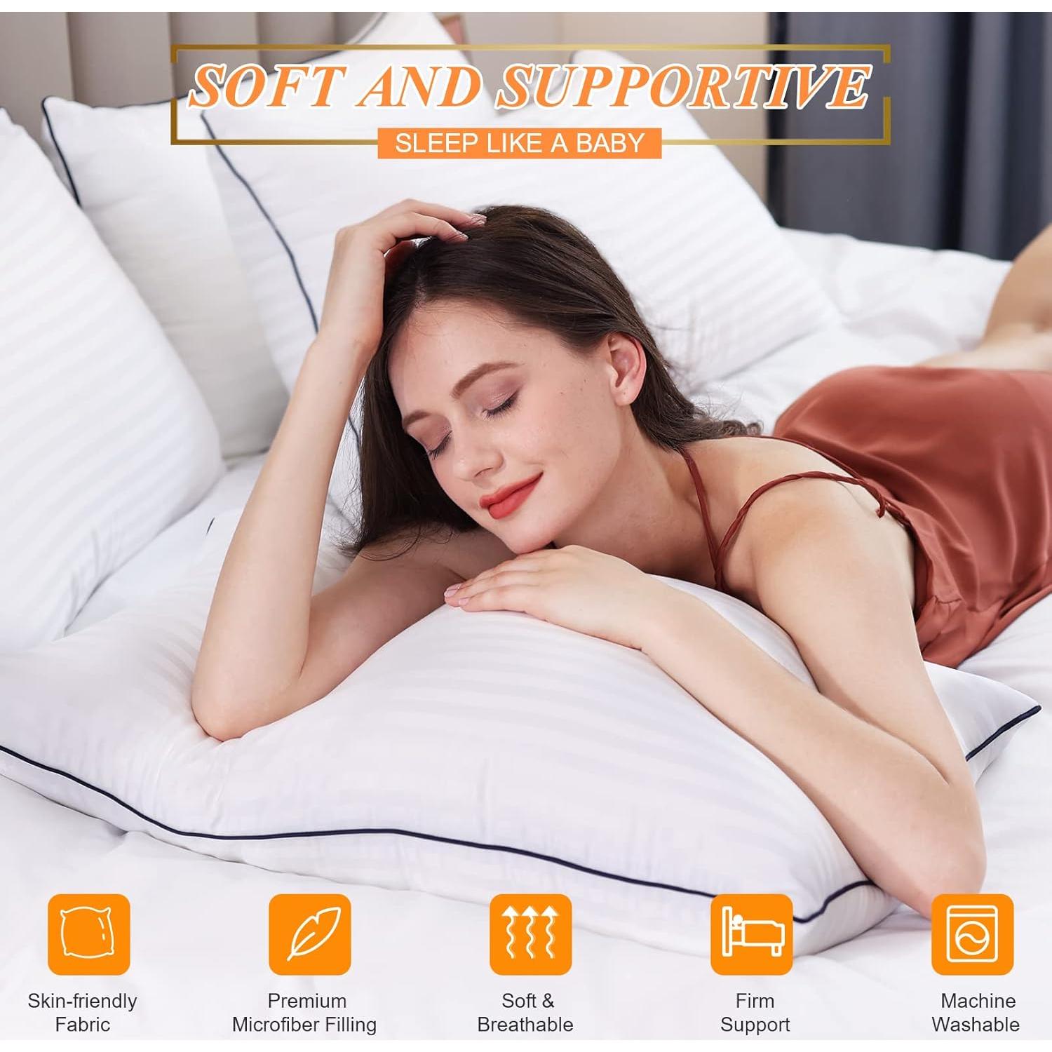 Cojines de cama SEMZSOM, paquete de 2, hipoalergénicos, 66x50 cm