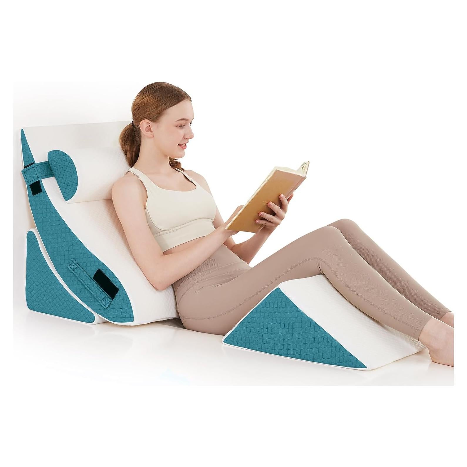 Juego de 4 Almohadas en Cuña Ortopédicas Longering - Alivio Dolor Cuello y Espalda