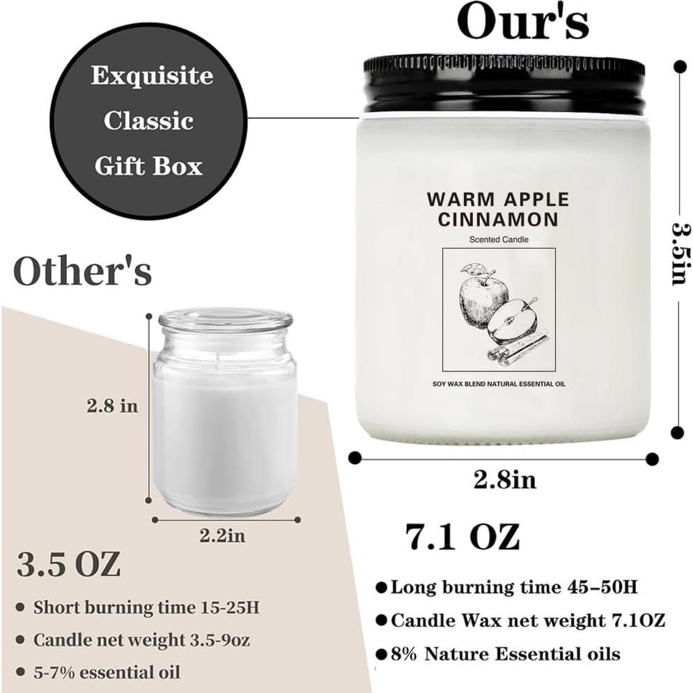 Set de 4 Velas Aromáticas de Cera de Soja - Lavanda, Manzana Canela, Hierba de Limón