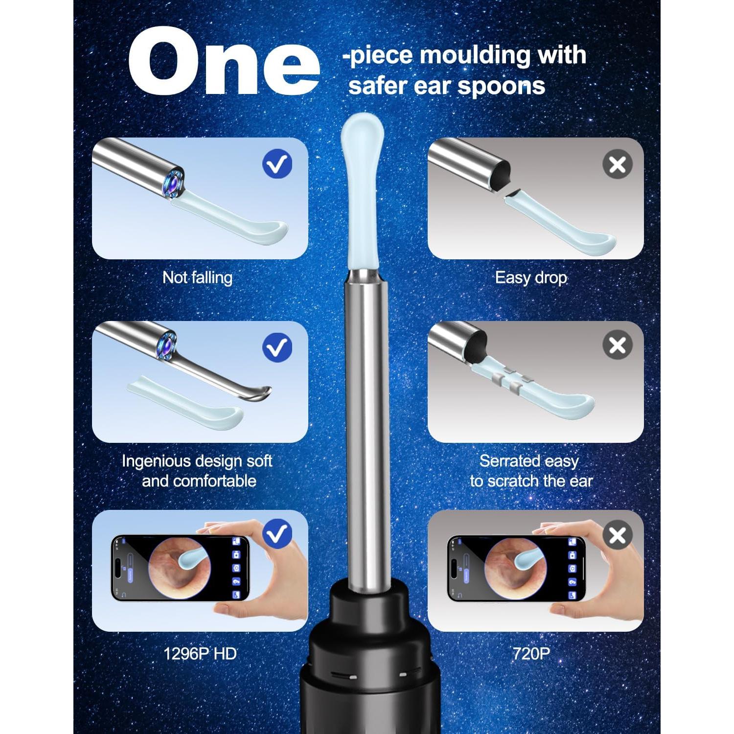 Kit de Limpieza de Oídos HaiYiue con Cámara HD 1296P