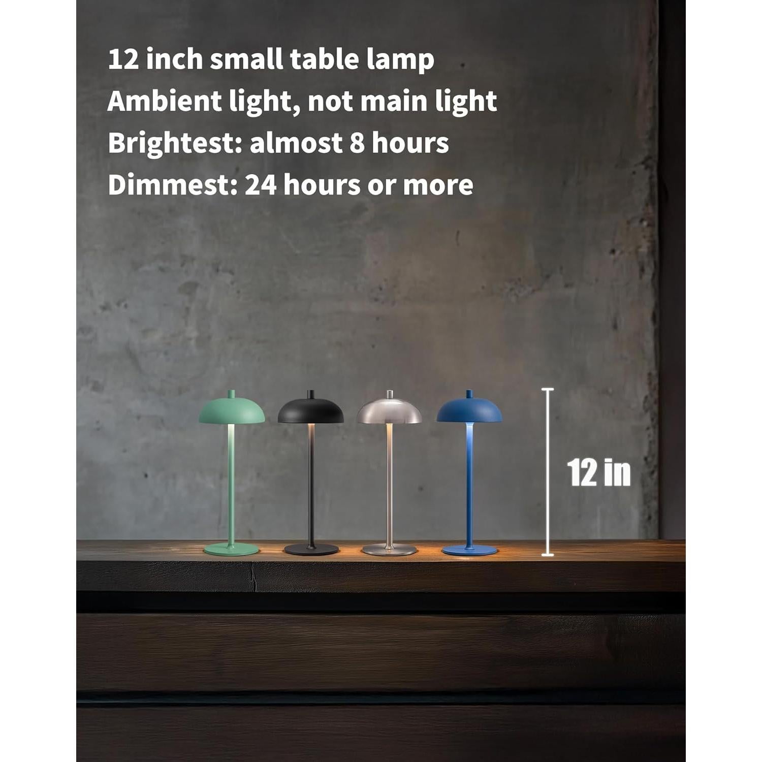 Juego de 2 lámparas de mesa LED recargables 12 cm Níquel