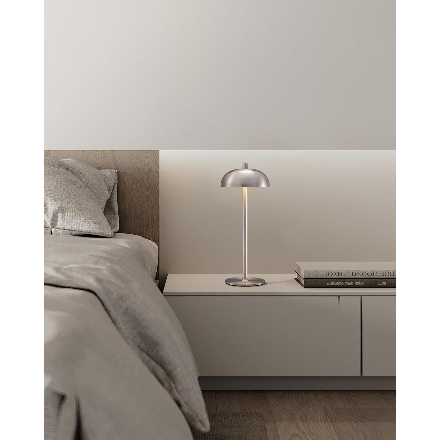 Juego de 2 lámparas de mesa LED recargables 12 cm Níquel