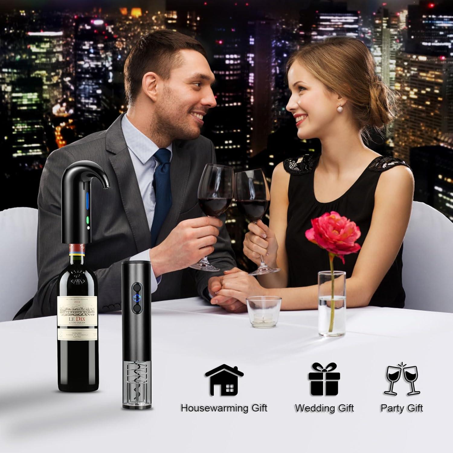 Juego de abridor de vino eléctrico OYNUPIKR con aireador y tapón