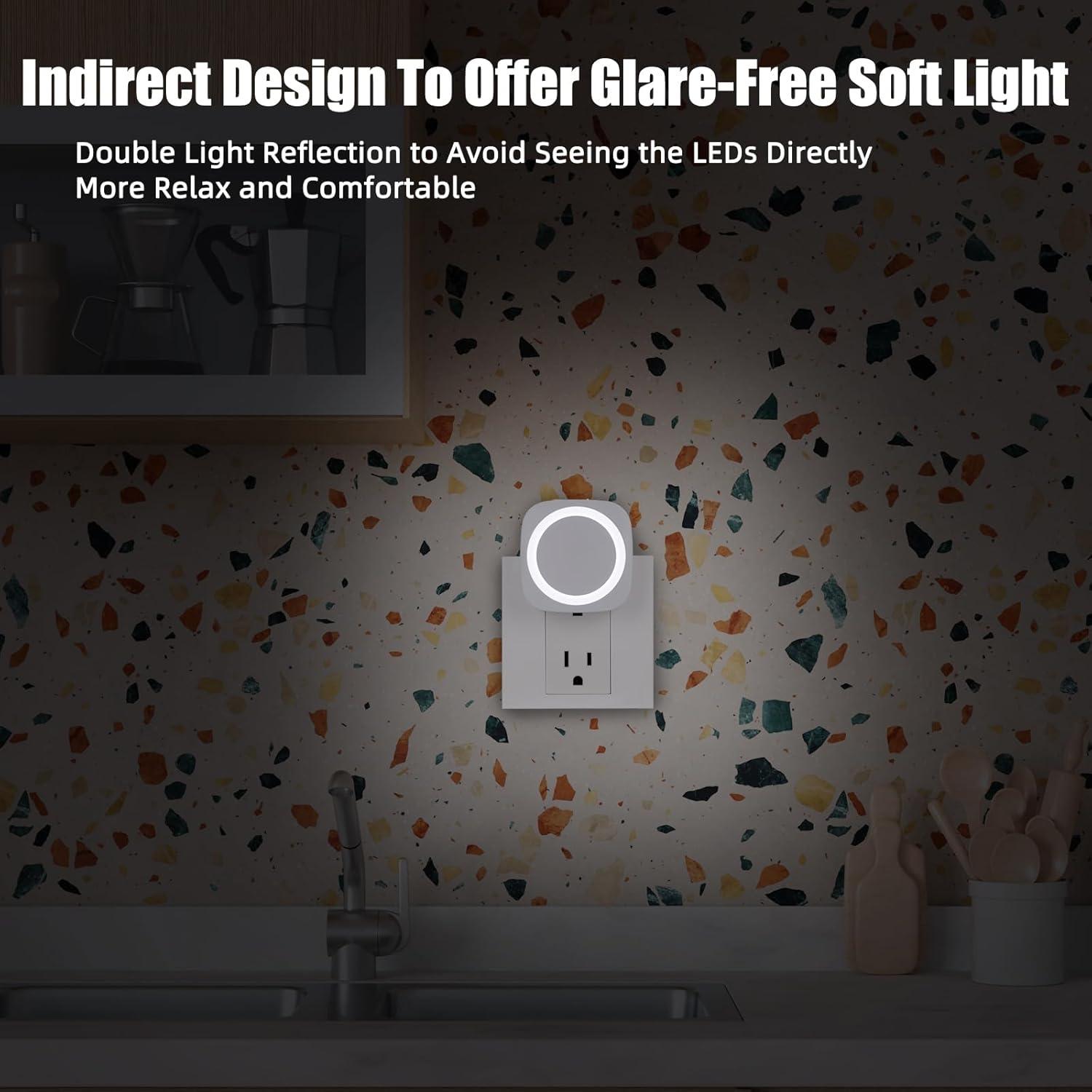 Luces Nocturnas Enchufadas EHENMALOM, Regulables, 4 Pzs, Blanca