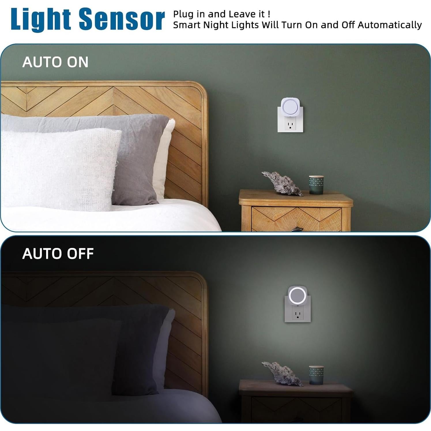 Luces Nocturnas Enchufadas EHENMALOM, Regulables, 4 Pzs, Blanca