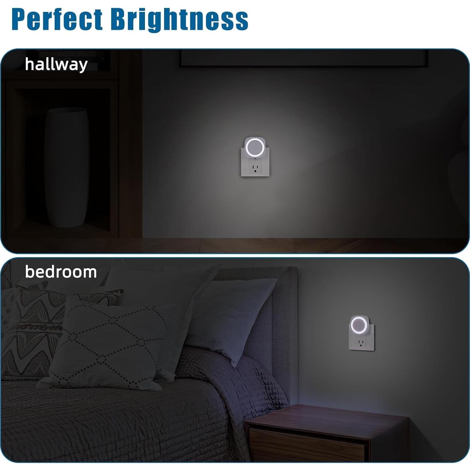 Luces Nocturnas Enchufadas EHENMALOM, Regulables, 4 Pzs, Blanca