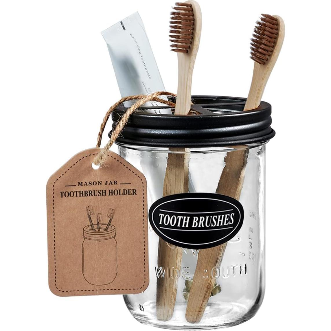 Soporte para Cepillos de Dientes Komashr con Tarro 0.47L Negro