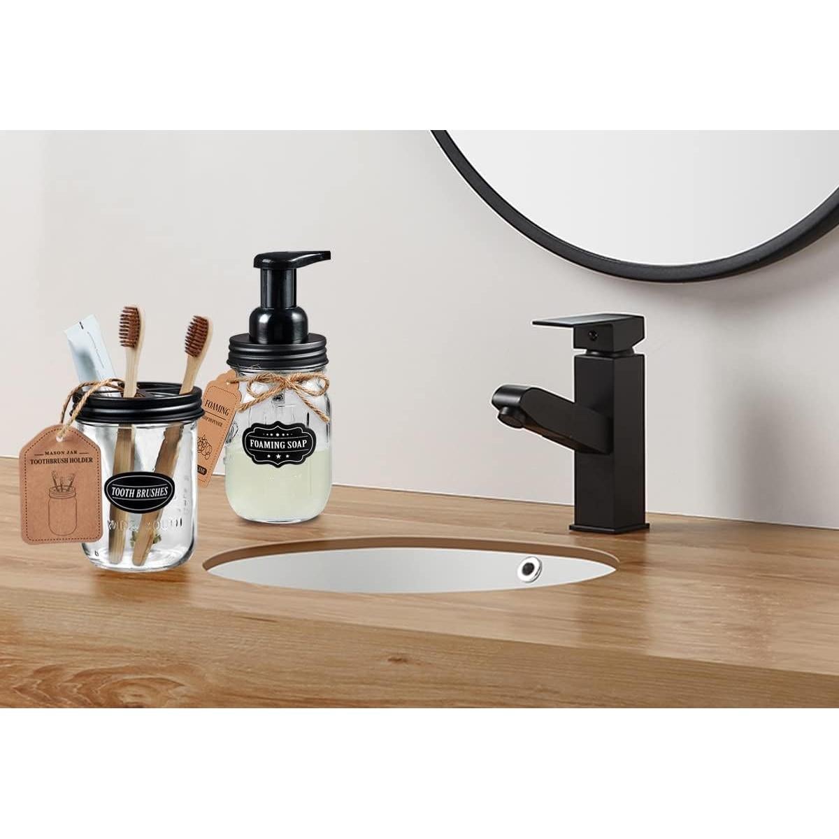 Soporte para Cepillos de Dientes Komashr con Tarro 0.47L Negro