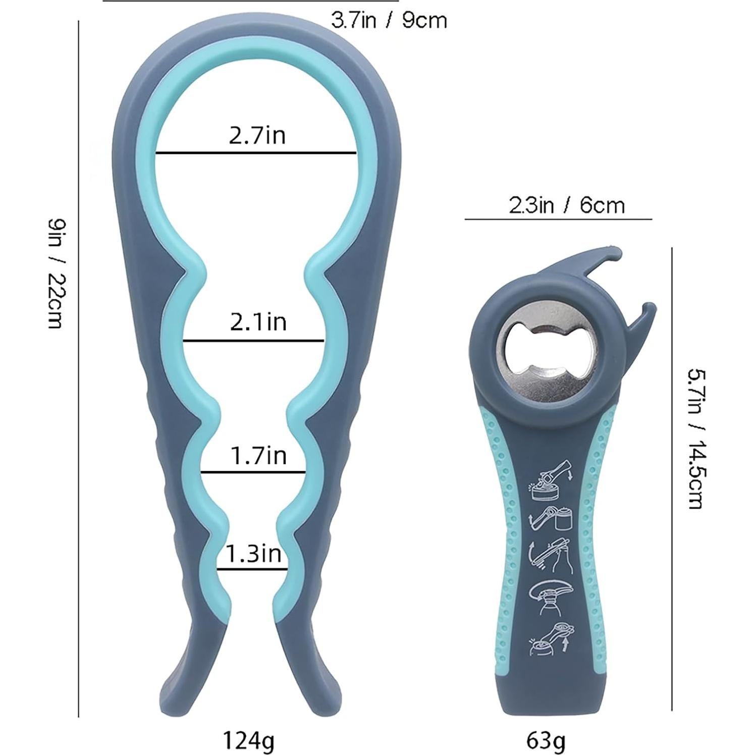 Abrebotellas ergonómico Kunovo 4-en-1 y 5-en-1 para manos débiles