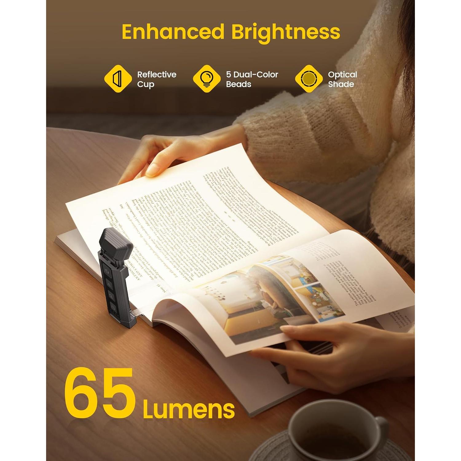 Luz de lectura extensible Glocusent recargable USB 5 brillos