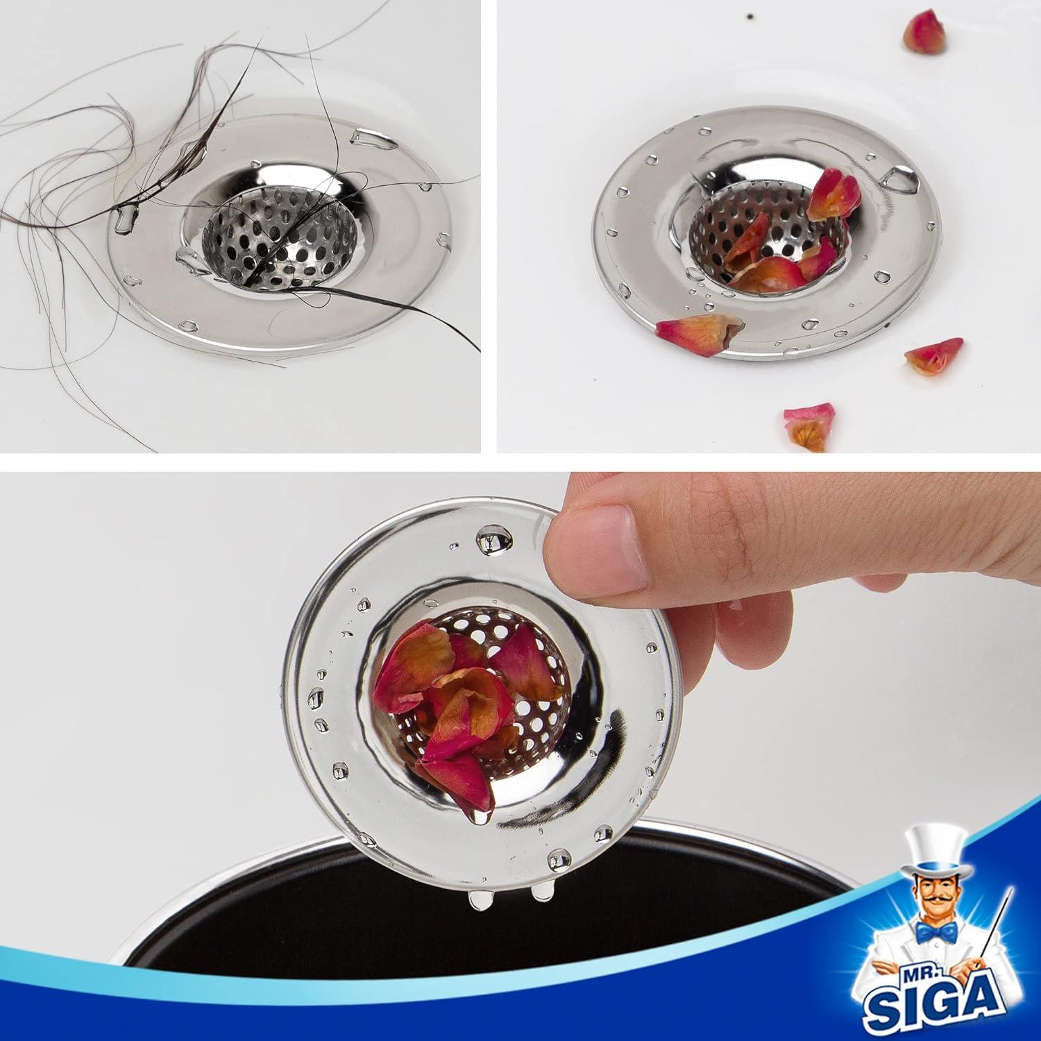 Colador de lavabo MR.SIGA de acero inoxidable, paquete de 3