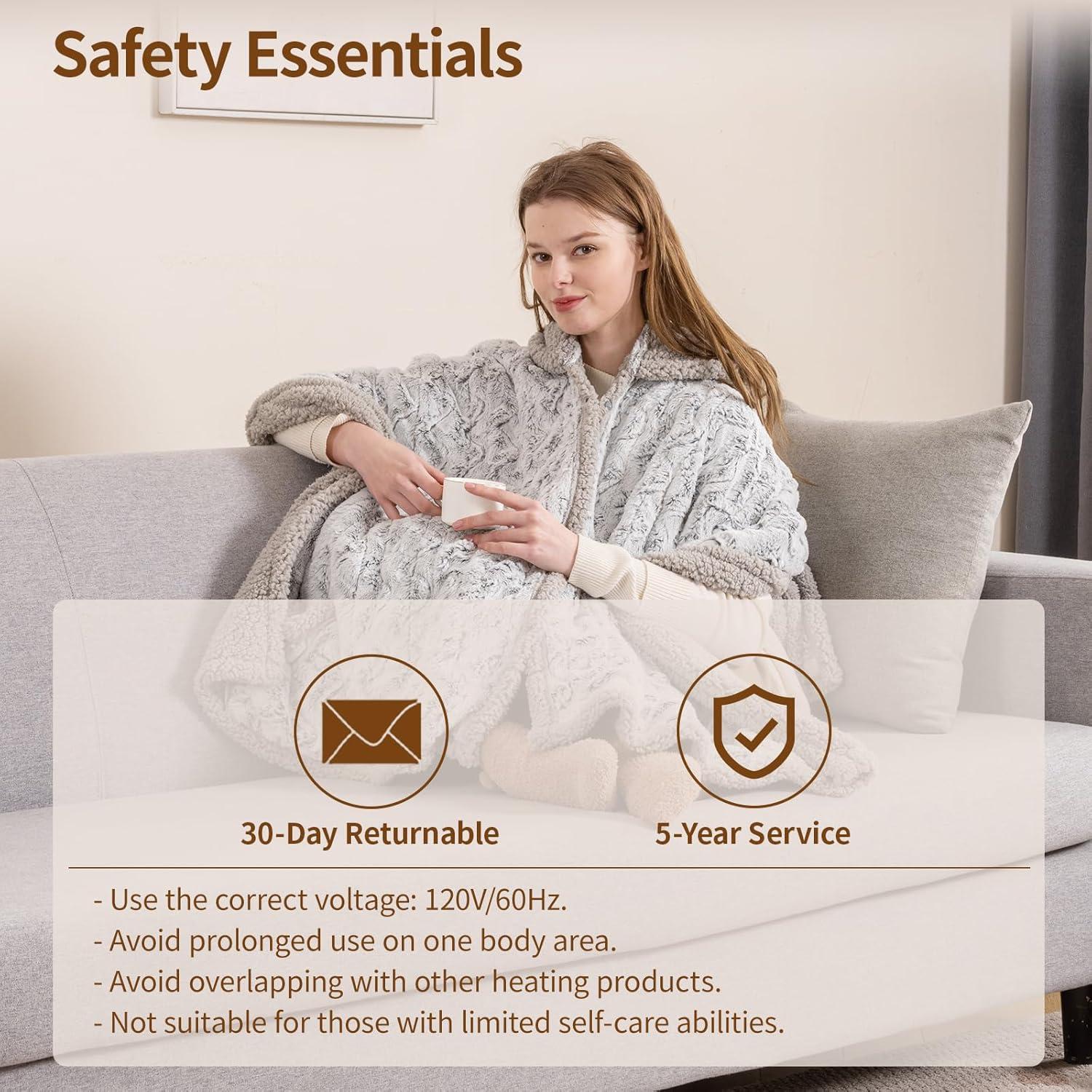 Manta Térmica Eléctrica Bearhug 152x127 cm, 6 Niveles de Calor