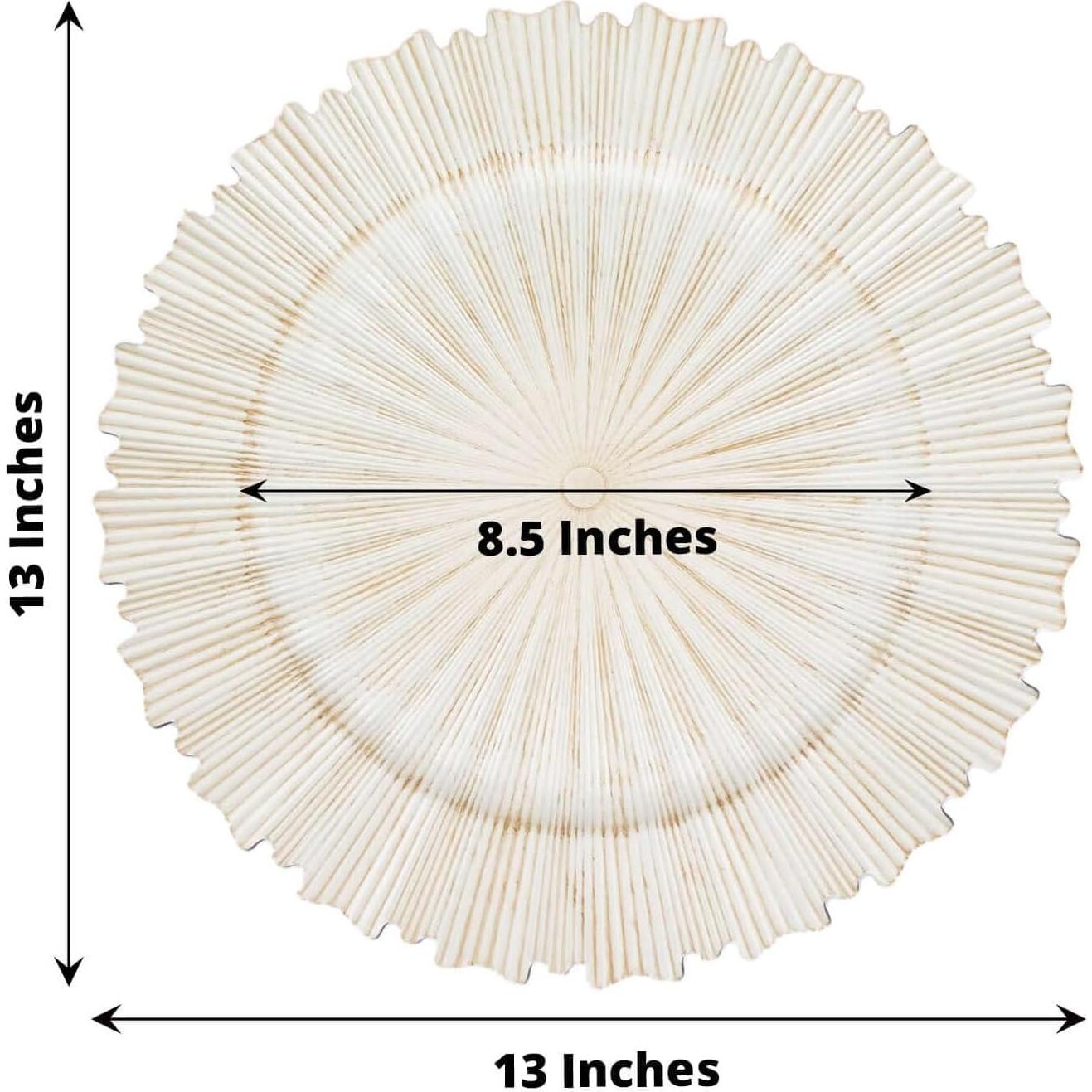 Set de 12 Platos Cargadores TCF Linen 33 cm Acrílico Blanco Antiguo