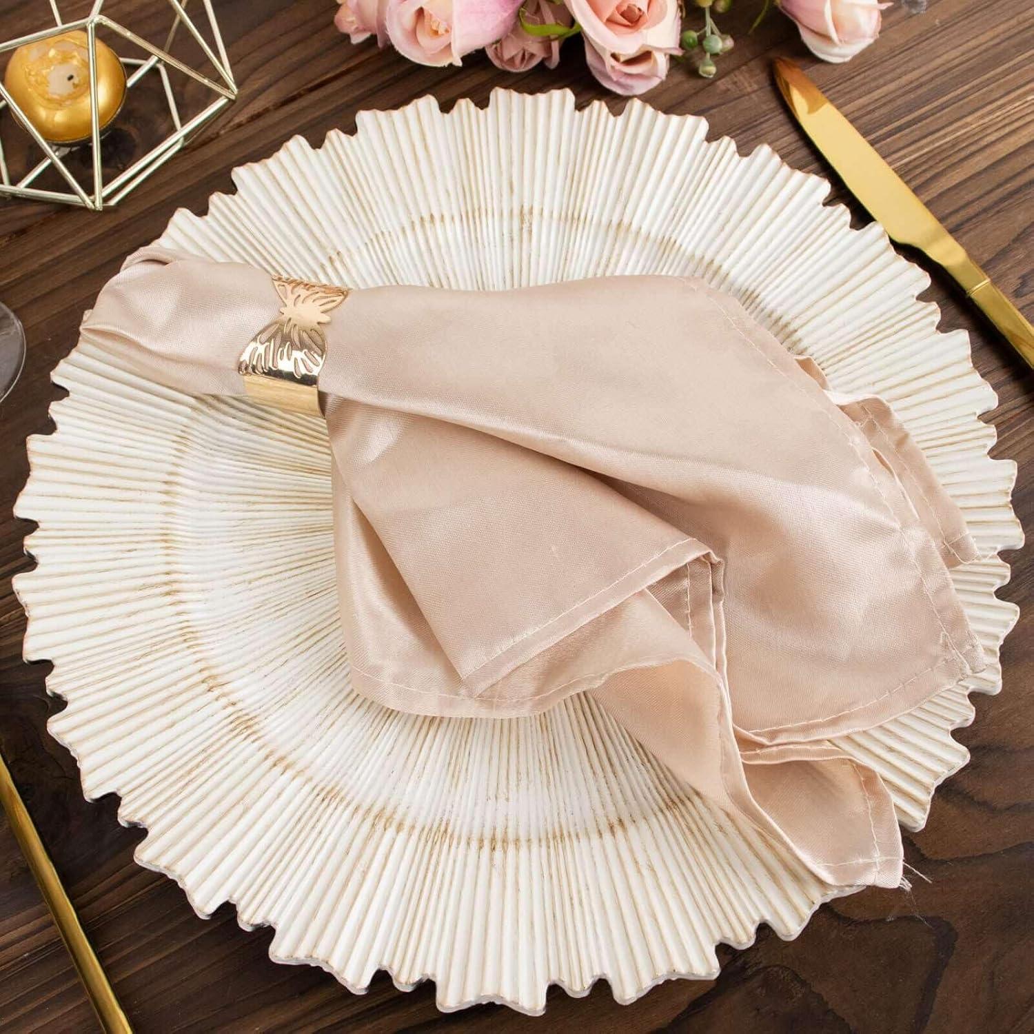 Set de 12 Platos Cargadores TCF Linen 33 cm Acrílico Blanco Antiguo