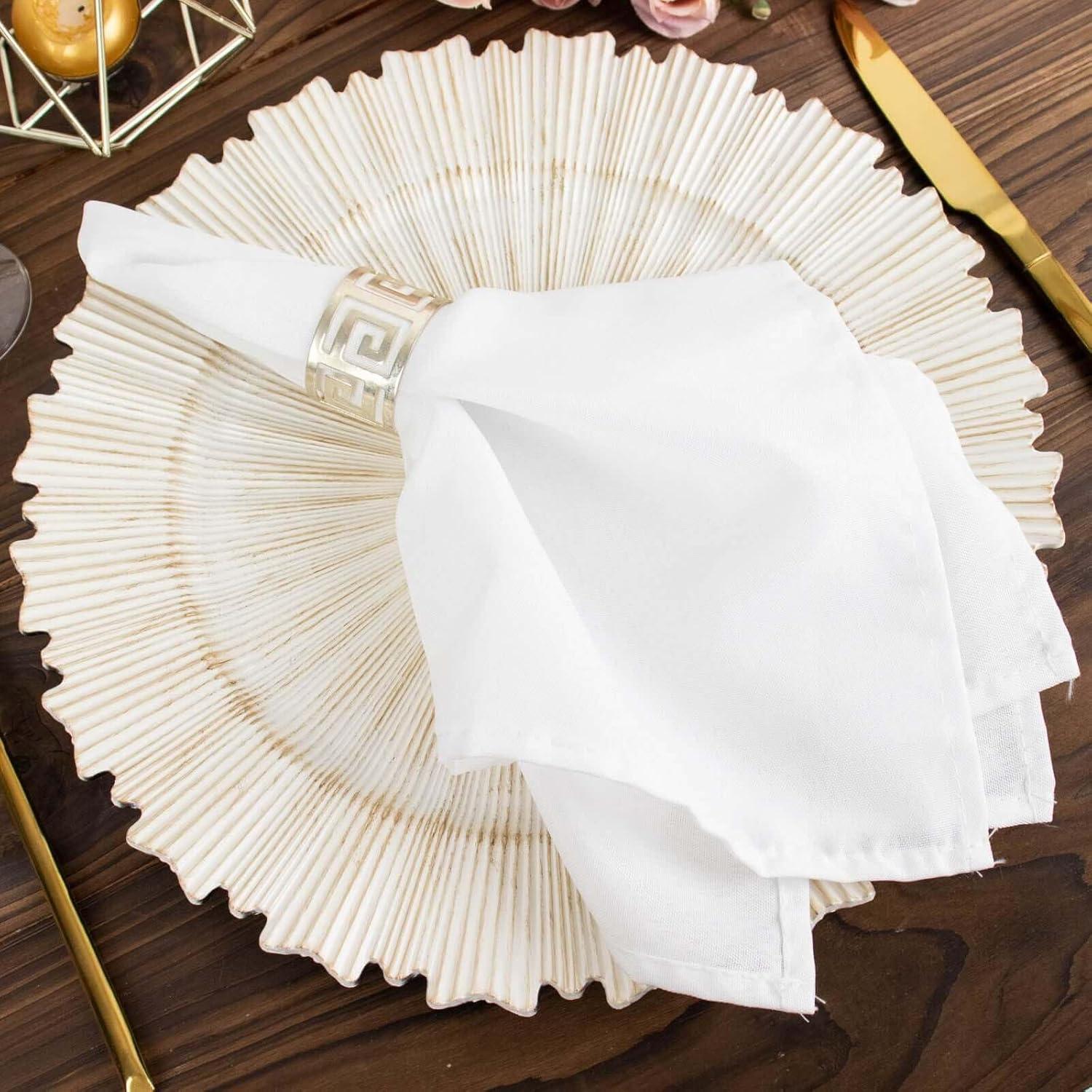 Set de 12 Platos Cargadores TCF Linen 33 cm Acrílico Blanco Antiguo