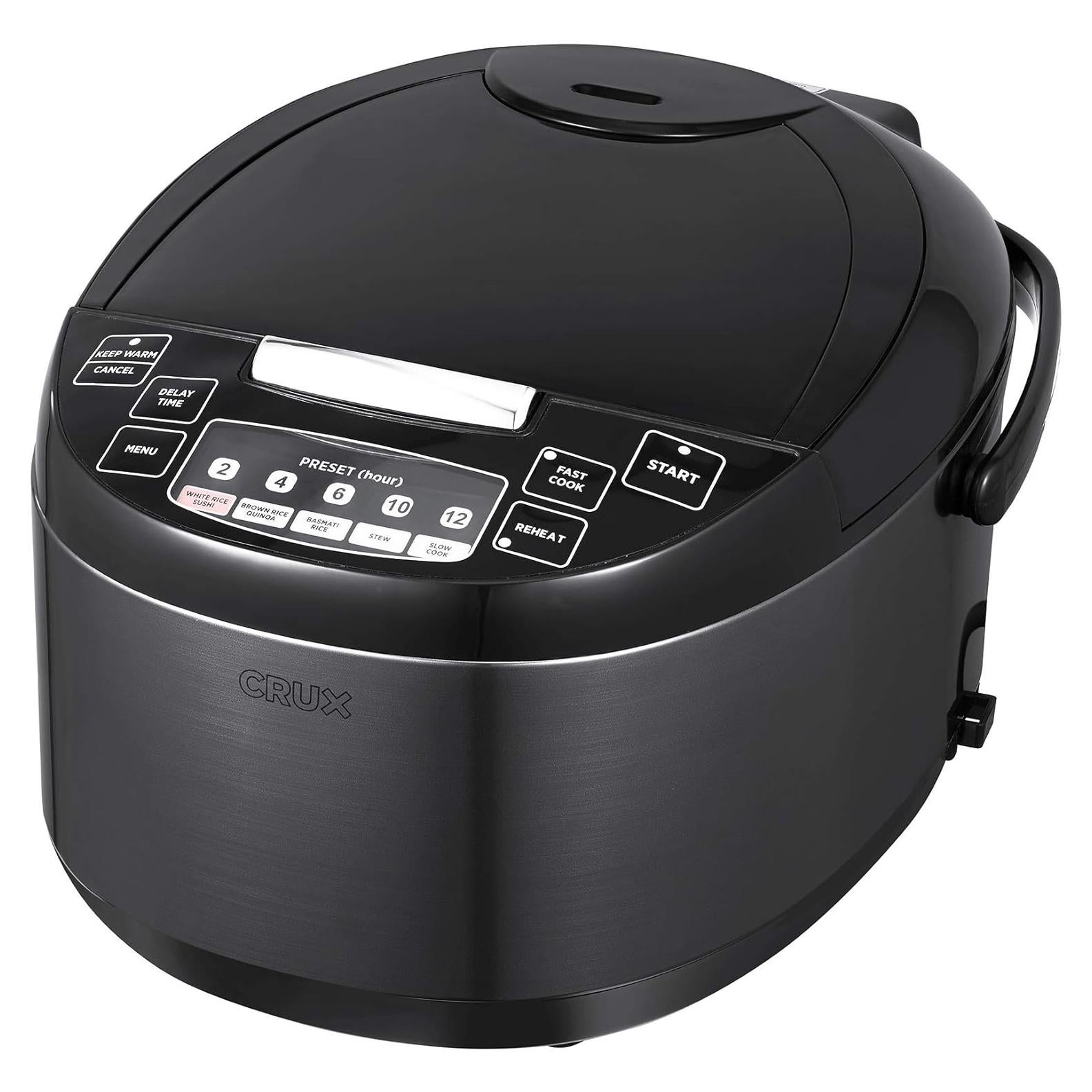Cocedor de Arroz Crux 12 Tazas, Multi-Cocinero 600W, Negro