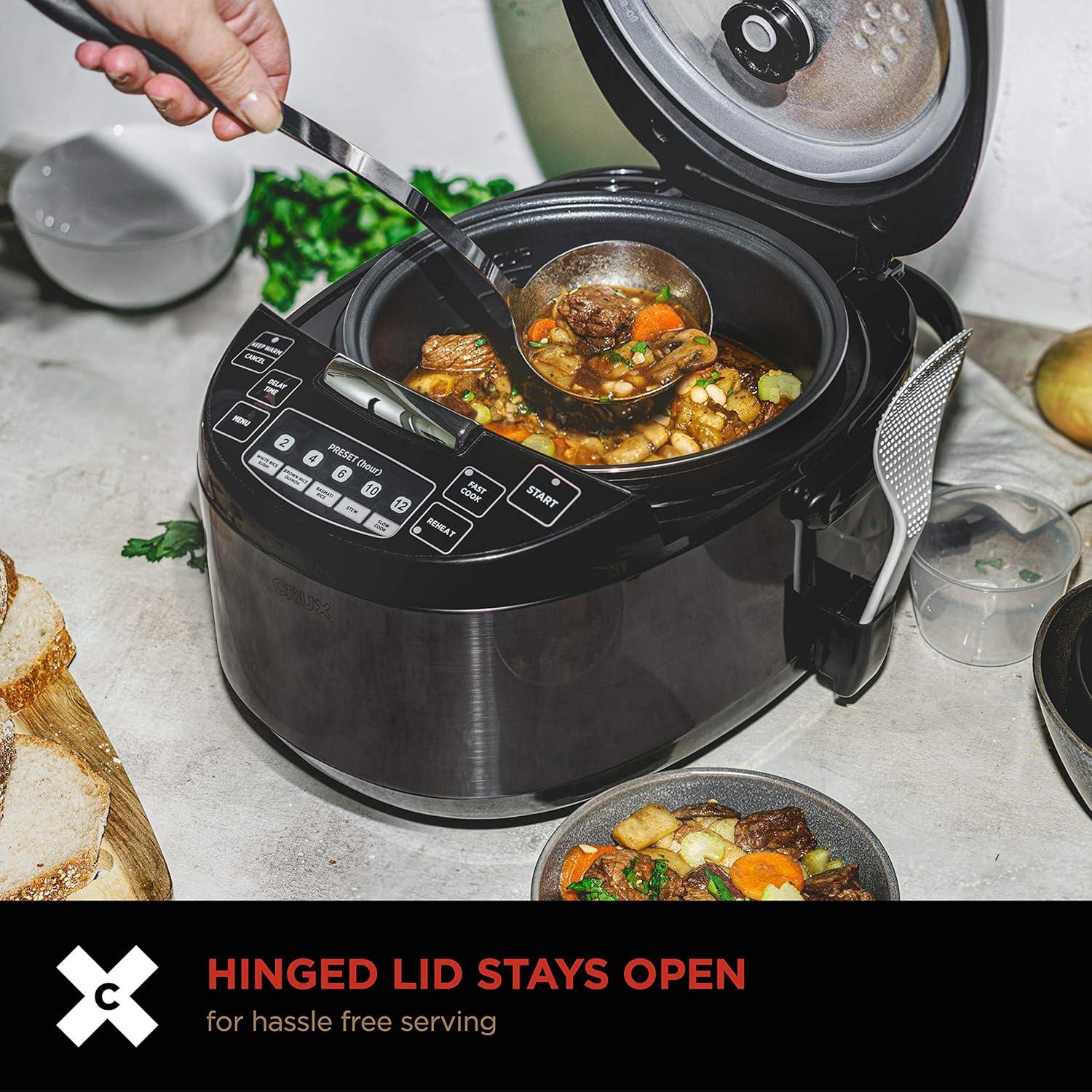 Cocedor de Arroz Crux 12 Tazas, Multi-Cocinero 600W, Negro