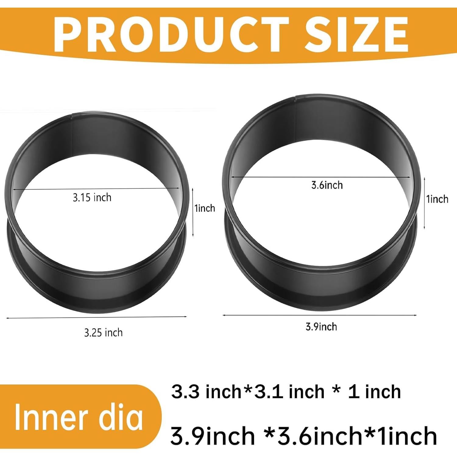 Anillos de Muffin RICHSC-PAN, 16 Piezas Antiadherentes 10.16 cm