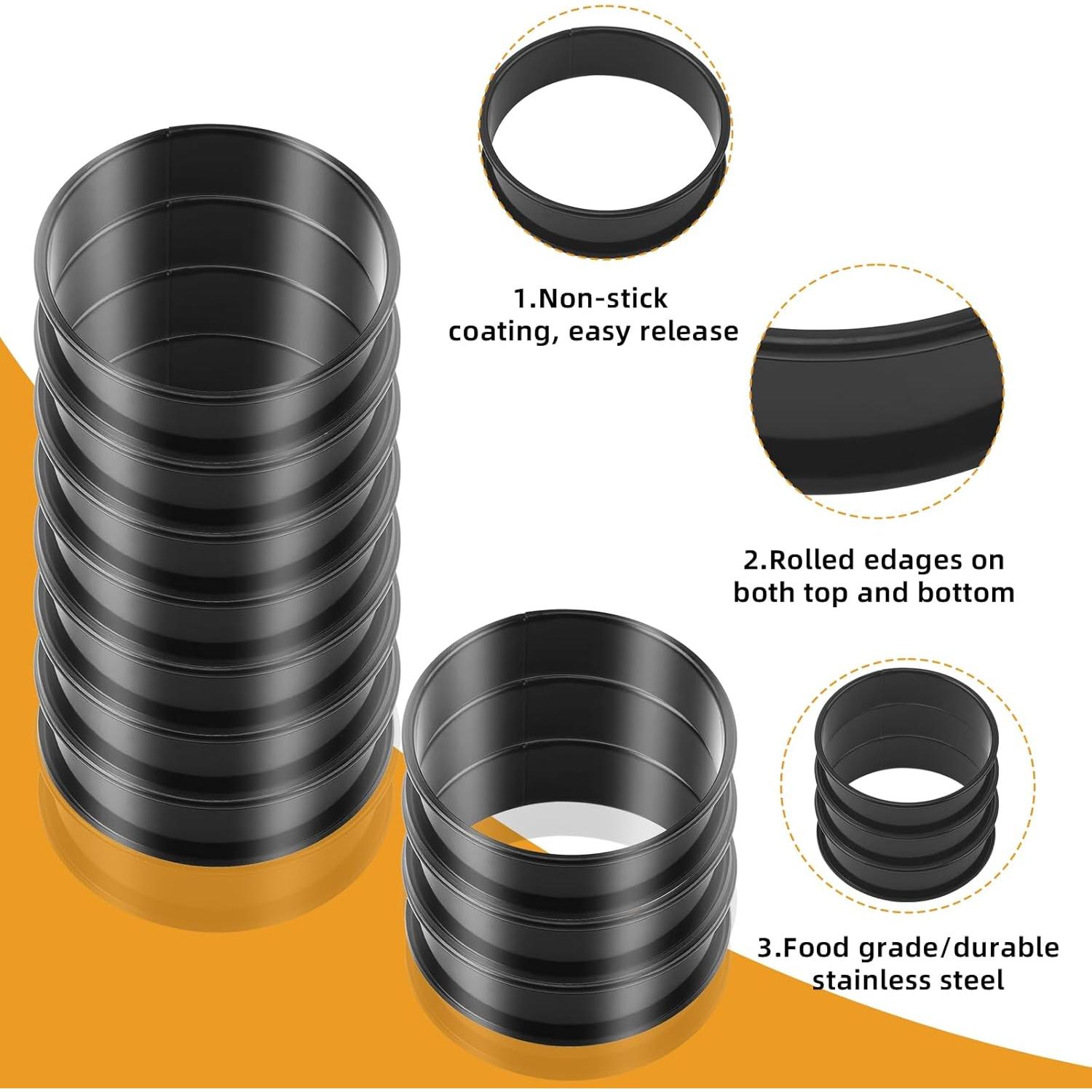 Anillos de Muffin RICHSC-PAN, 16 Piezas Antiadherentes 10.16 cm