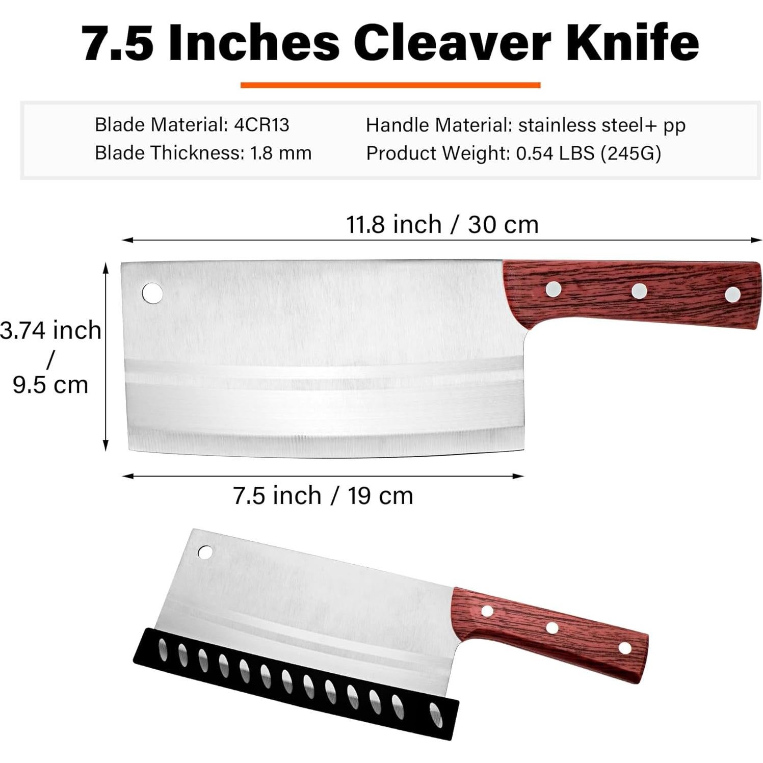 Cuchillo Chino Cleaver TJ POP 19.05 cm Acero Inoxidable Ergonómico