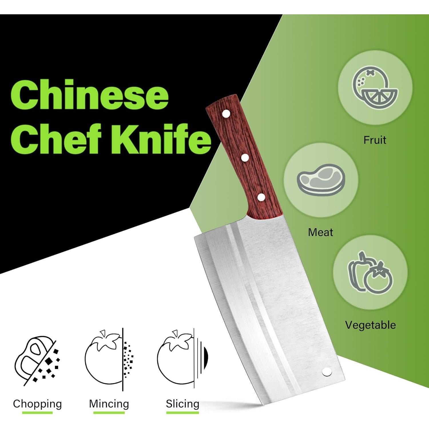 Cuchillo Chino Cleaver TJ POP 19.05 cm Acero Inoxidable Ergonómico