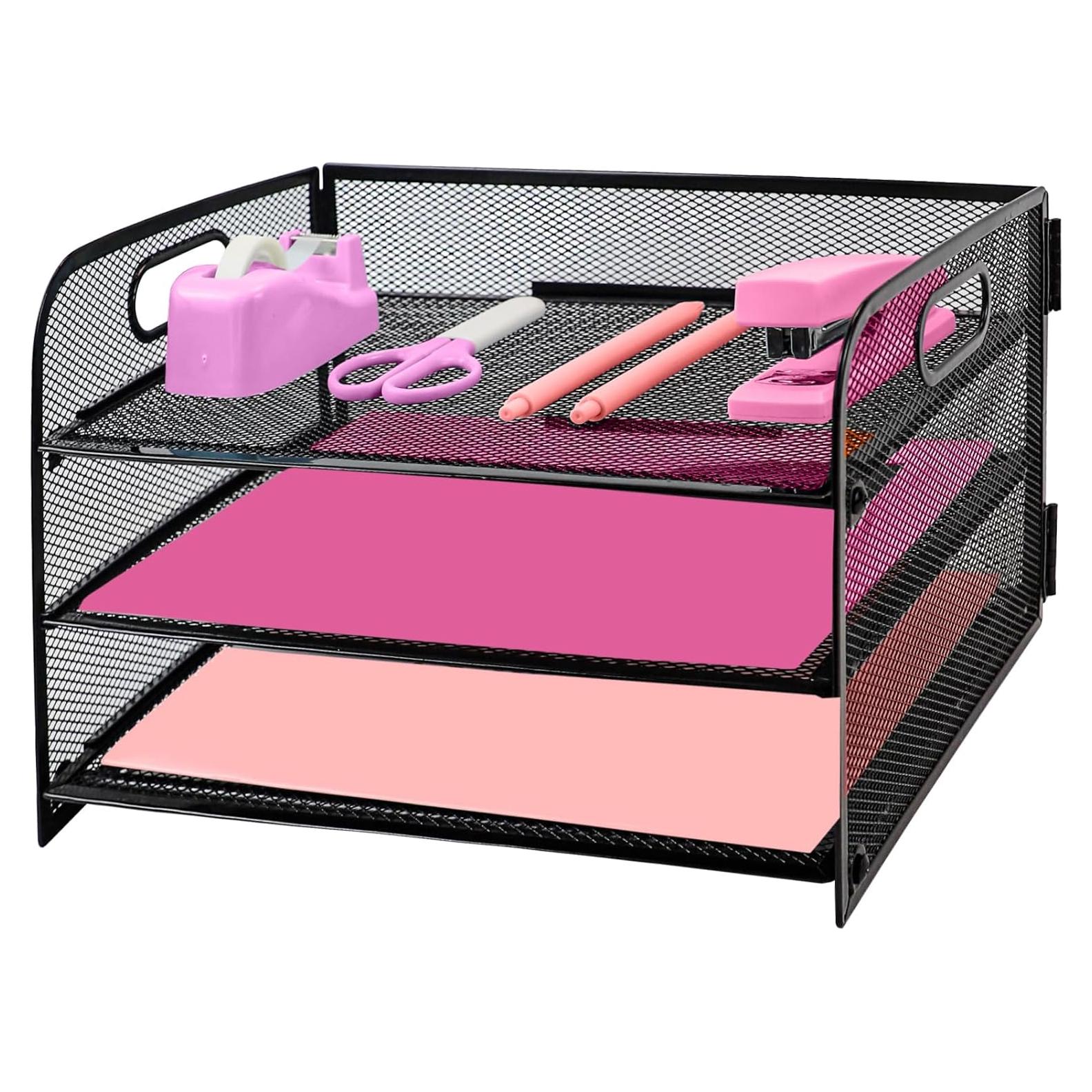 Organizador de Archivos de Escritorio Ideallife 3 Niveles Metal Negro