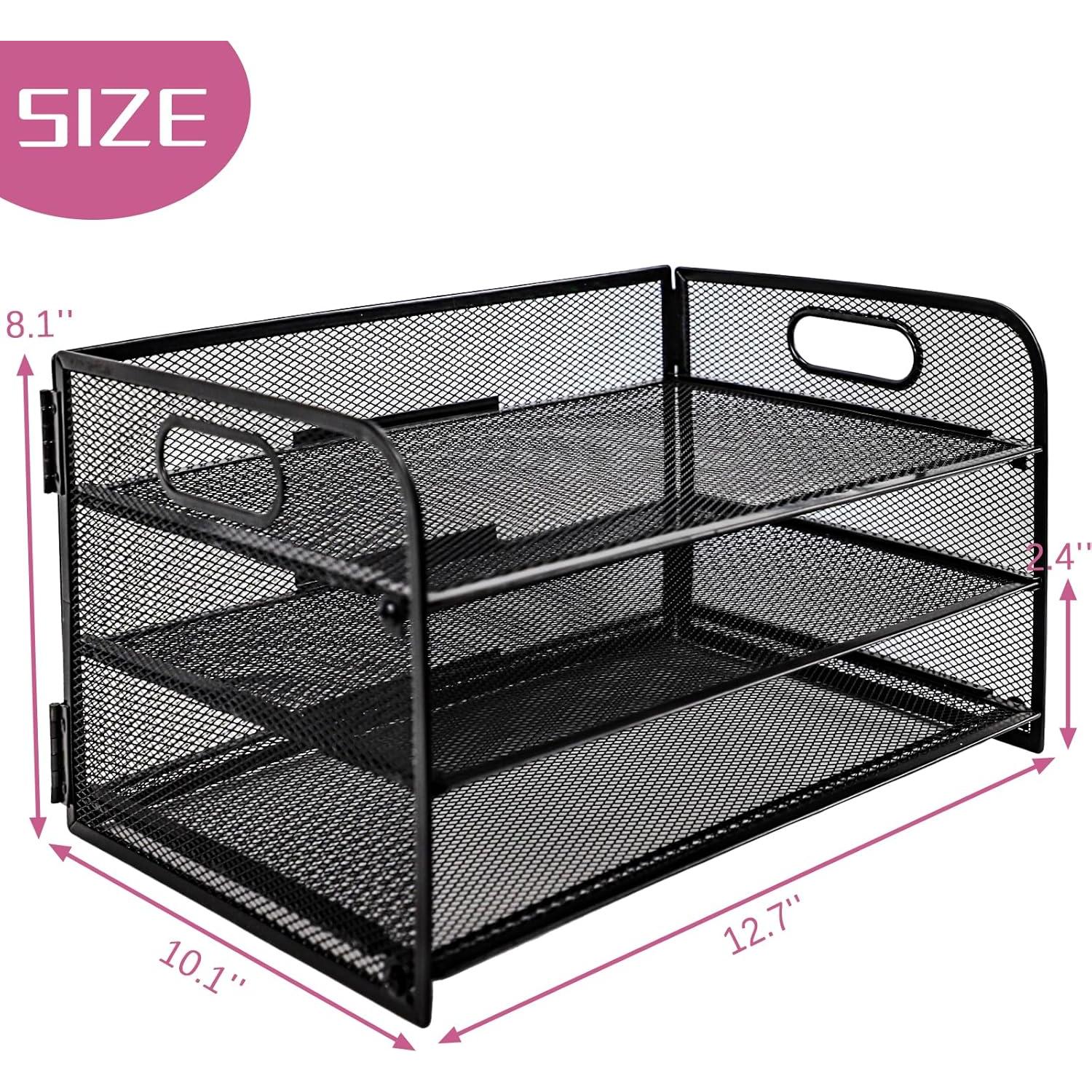 Organizador de Archivos de Escritorio Ideallife 3 Niveles Metal Negro