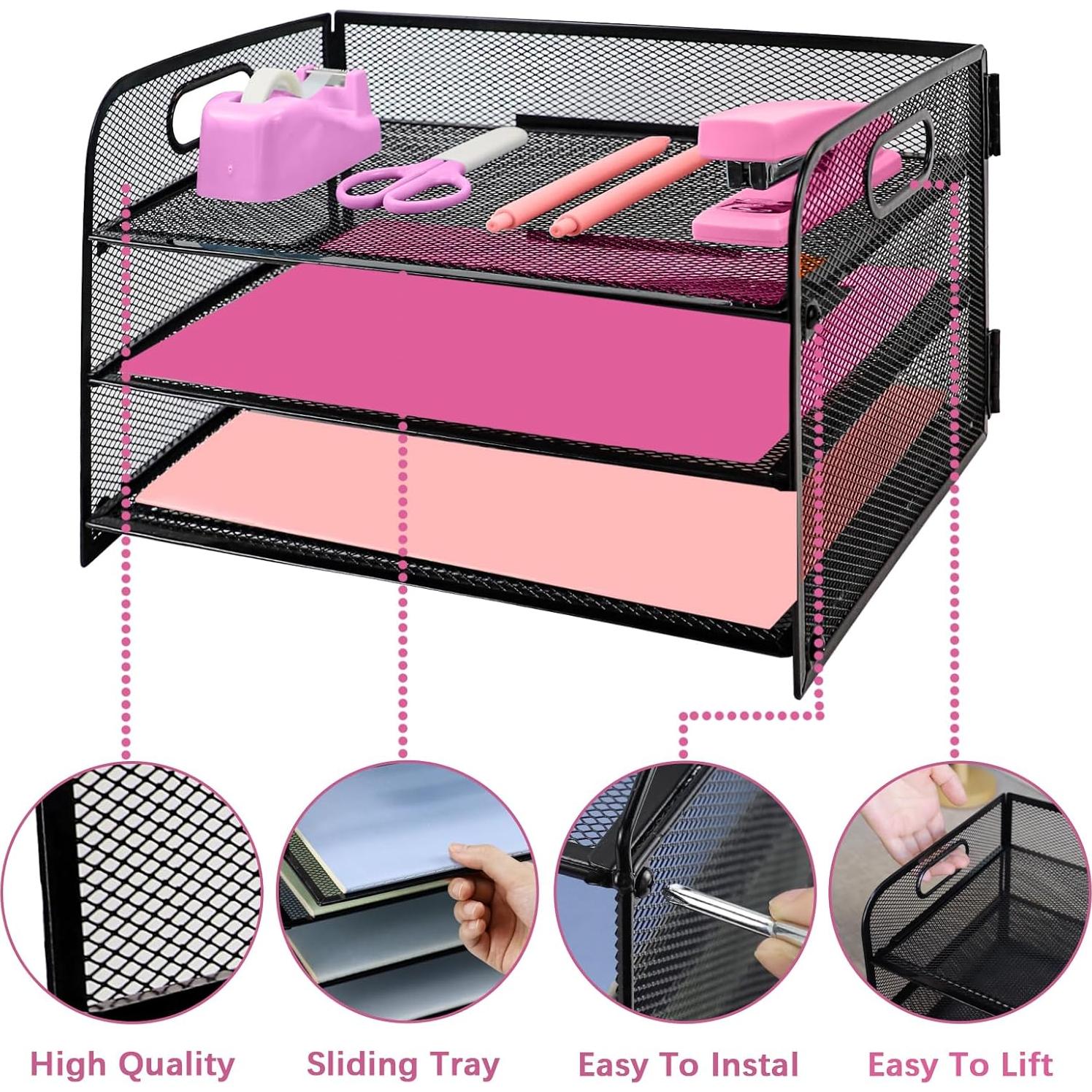 Organizador de Archivos de Escritorio Ideallife 3 Niveles Metal Negro