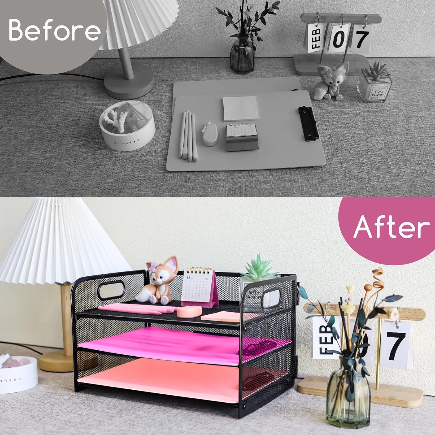 Organizador de Archivos de Escritorio Ideallife 3 Niveles Metal Negro