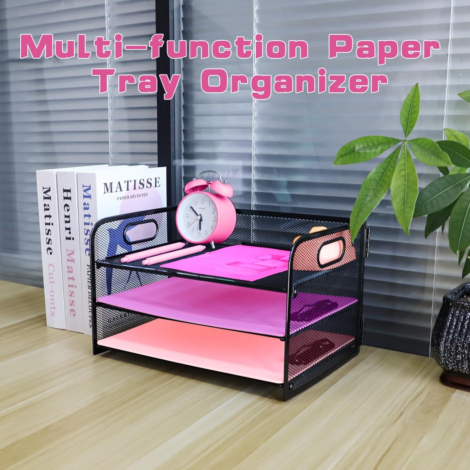 Organizador de Archivos de Escritorio Ideallife 3 Niveles Metal Negro