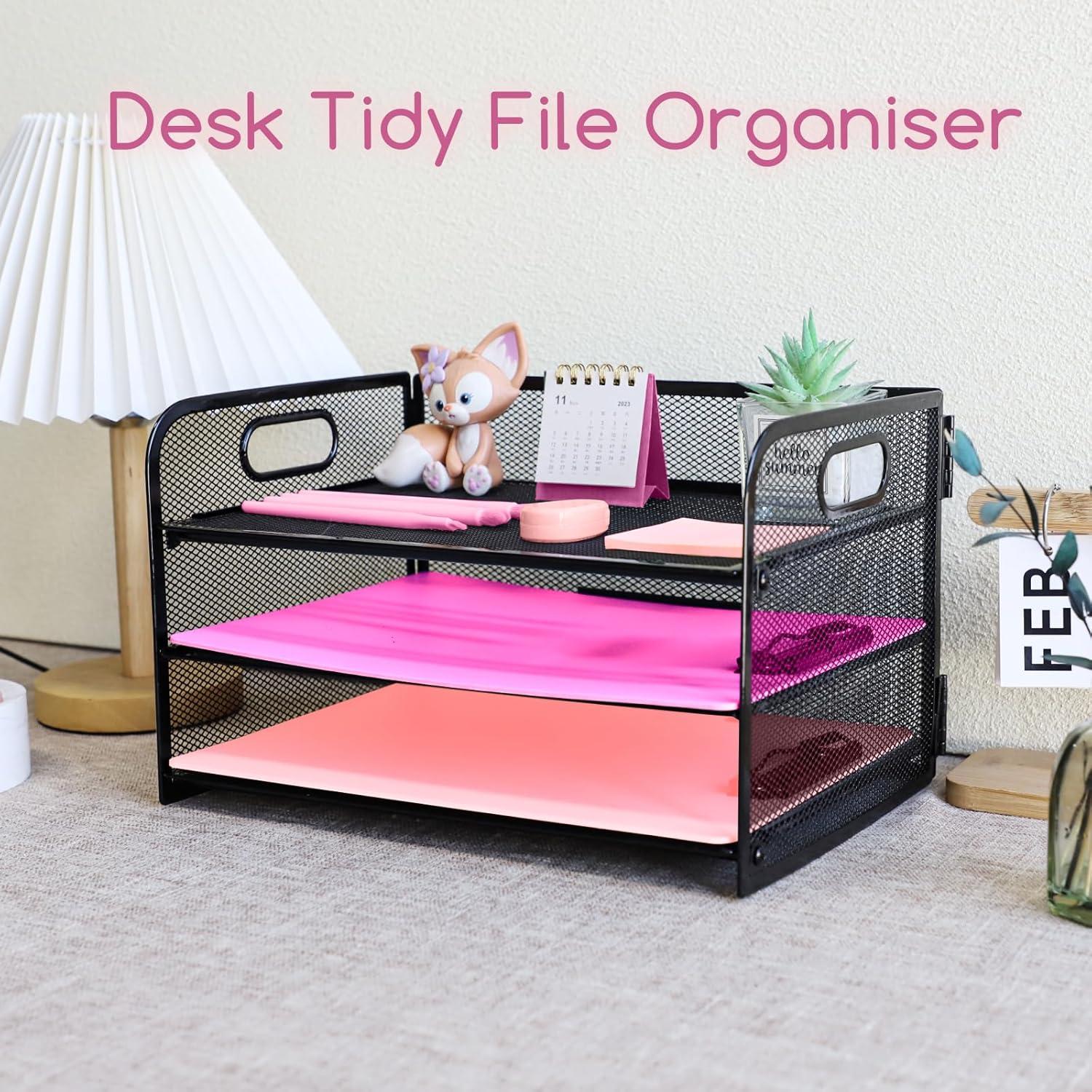 Organizador de Archivos de Escritorio Ideallife 3 Niveles Metal Negro