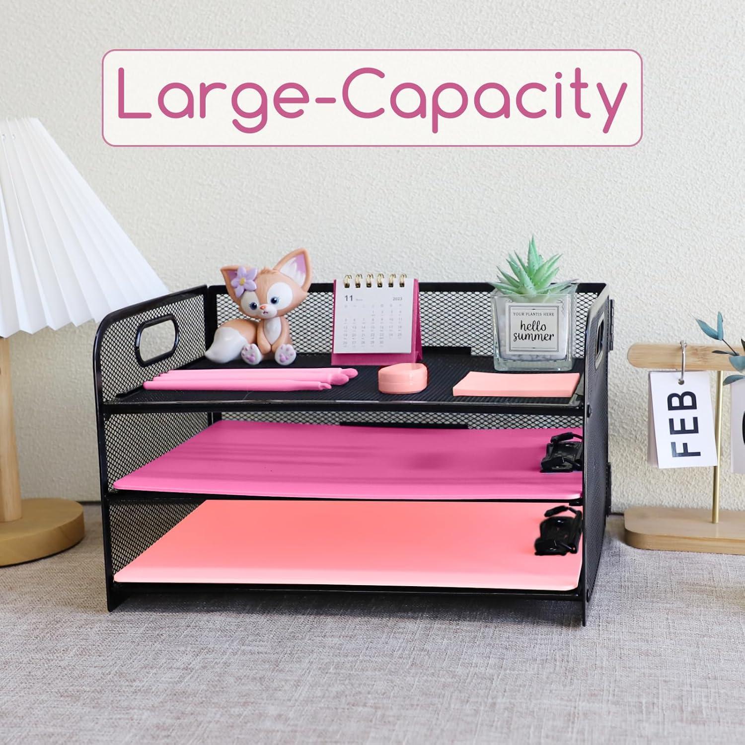 Organizador de Archivos de Escritorio Ideallife 3 Niveles Metal Negro