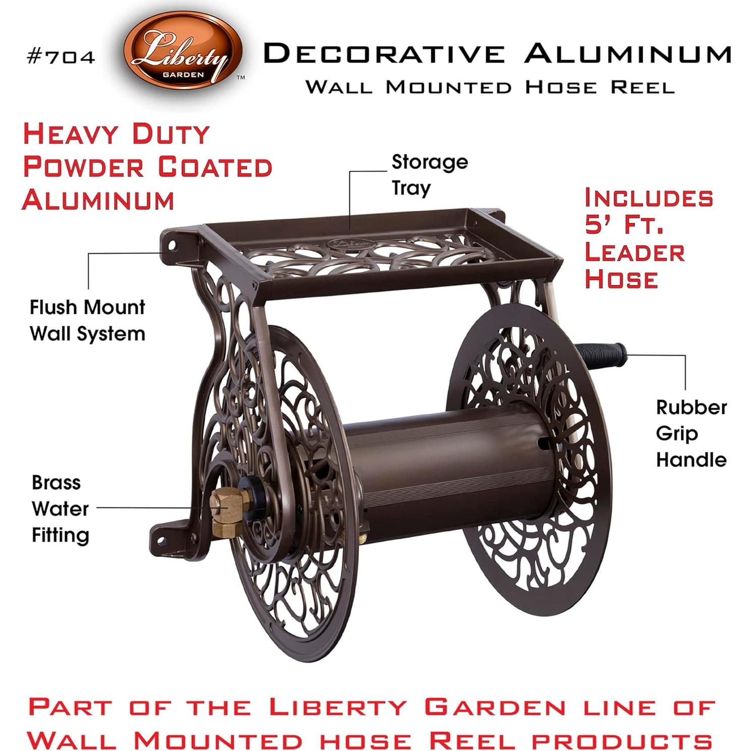 Carrete de Manguera de Pared Liberty Garden 704 - Bronce, 38.1m