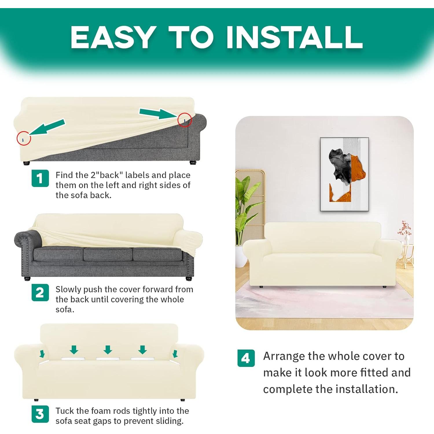 Funda de Sofá Stretch CWK Mediana Beige Antideslizante