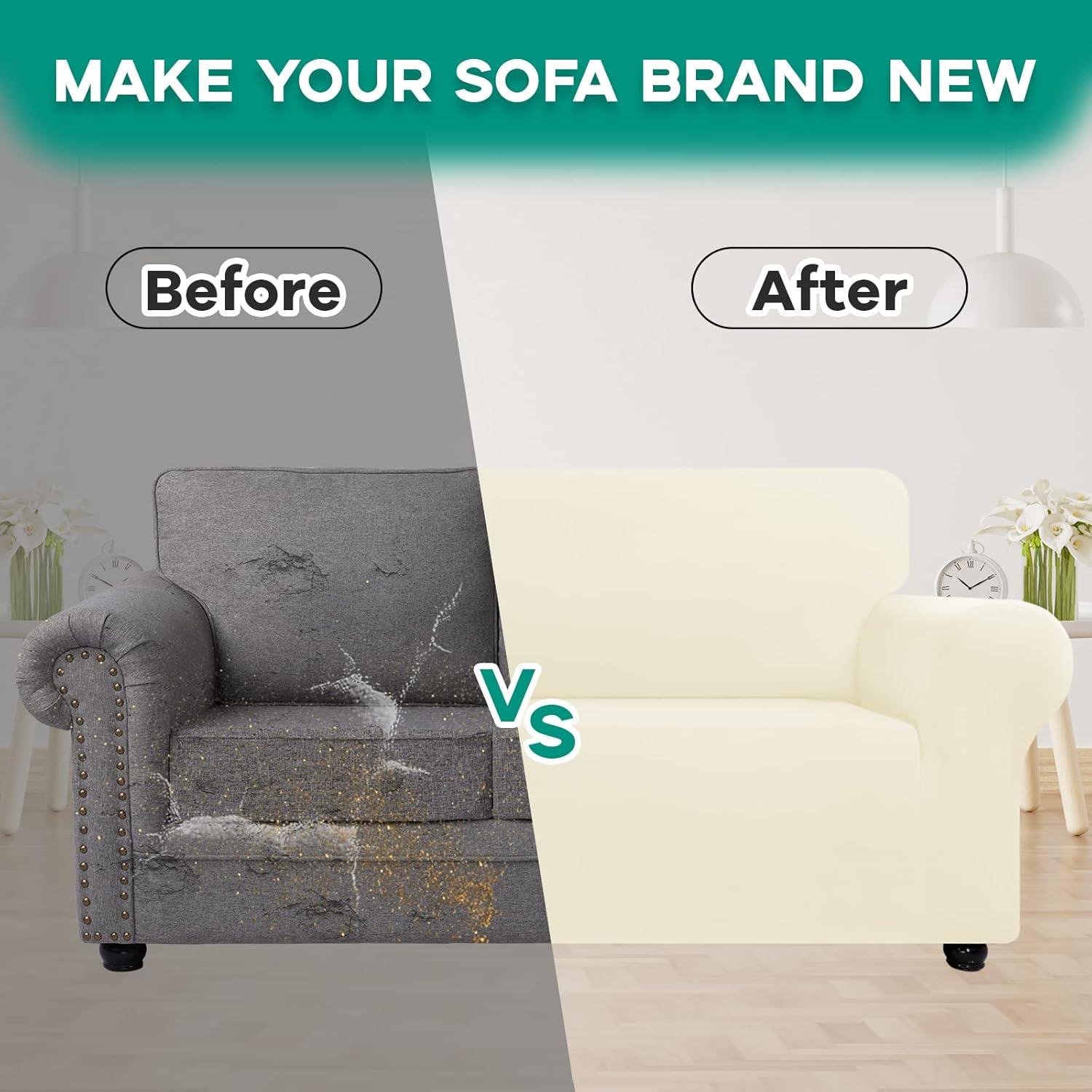 Funda de Sofá Stretch CWK Mediana Beige Antideslizante